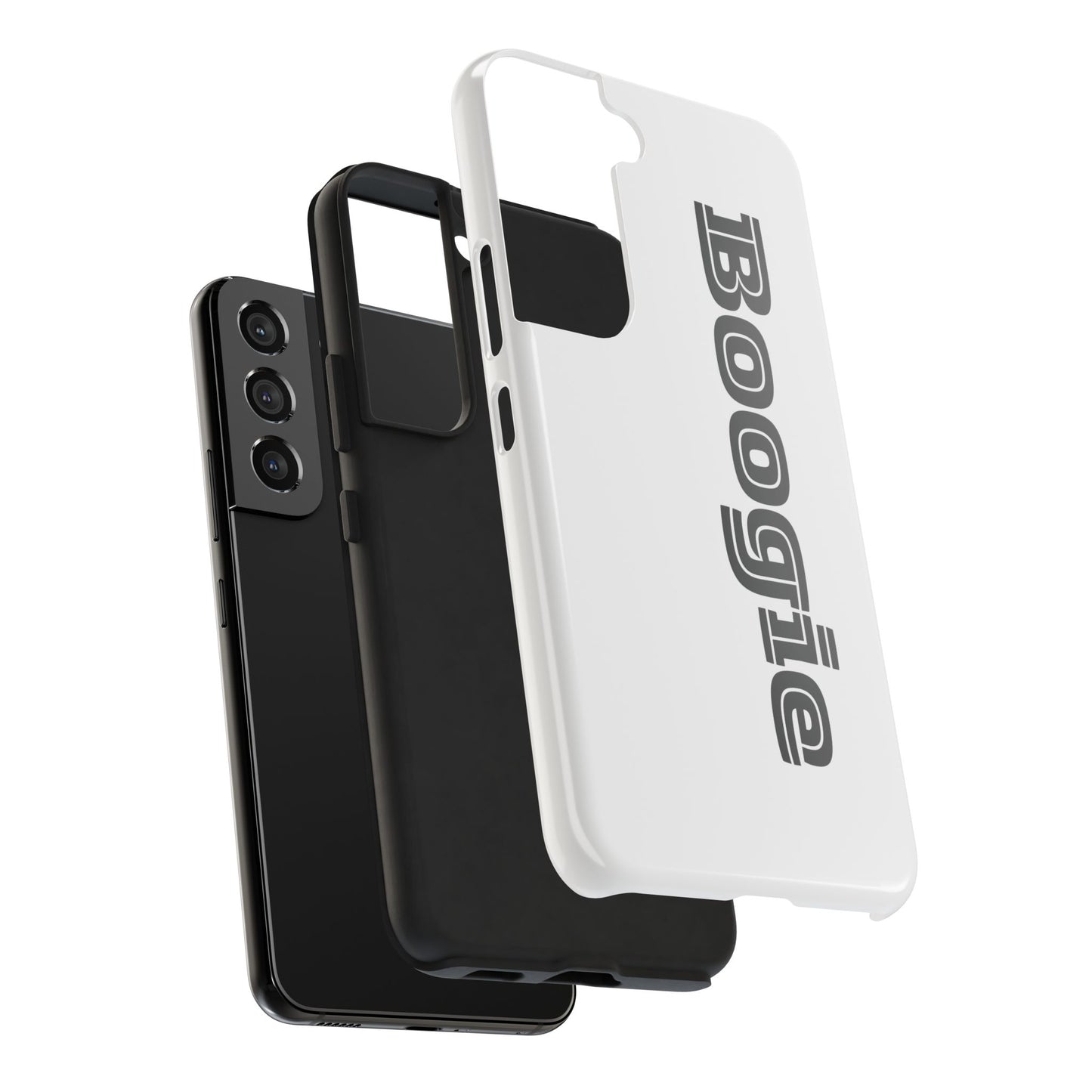 Boogie White Tough Phone Cases, iPhone Samsung cases, wireless charging, gender neutral women men friends kids teens gift birthday Christmas
