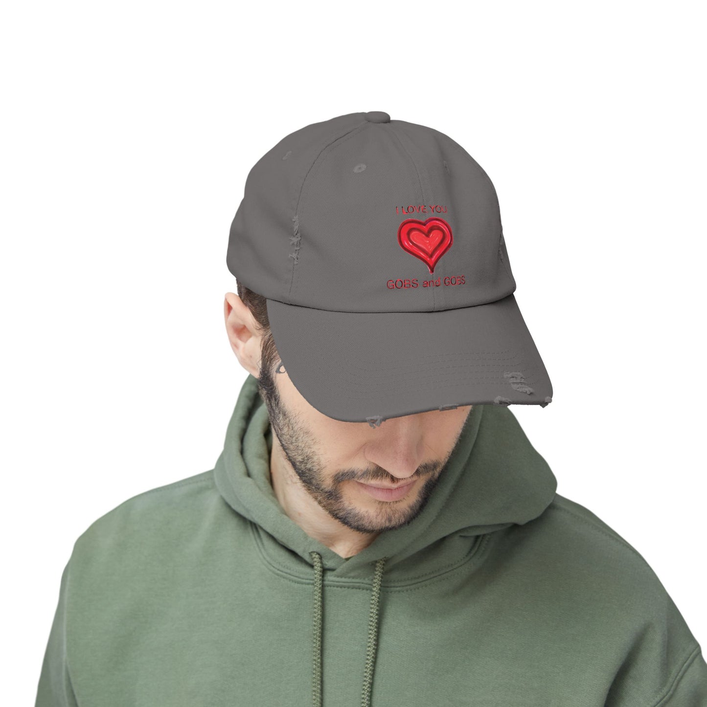 I Love You Gobs and Gobs Distressed Cap Hearts Gift Valentines Women Men Teens