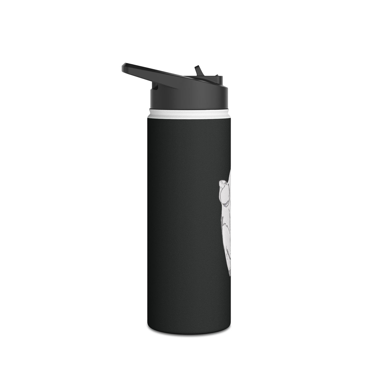 White Frog Black Stainless Steel Water Bottle, Animals, Amphibians, Nature, Exercise, Eco Friendly, Gender Neutral, Men, Women, Kids, Gifts