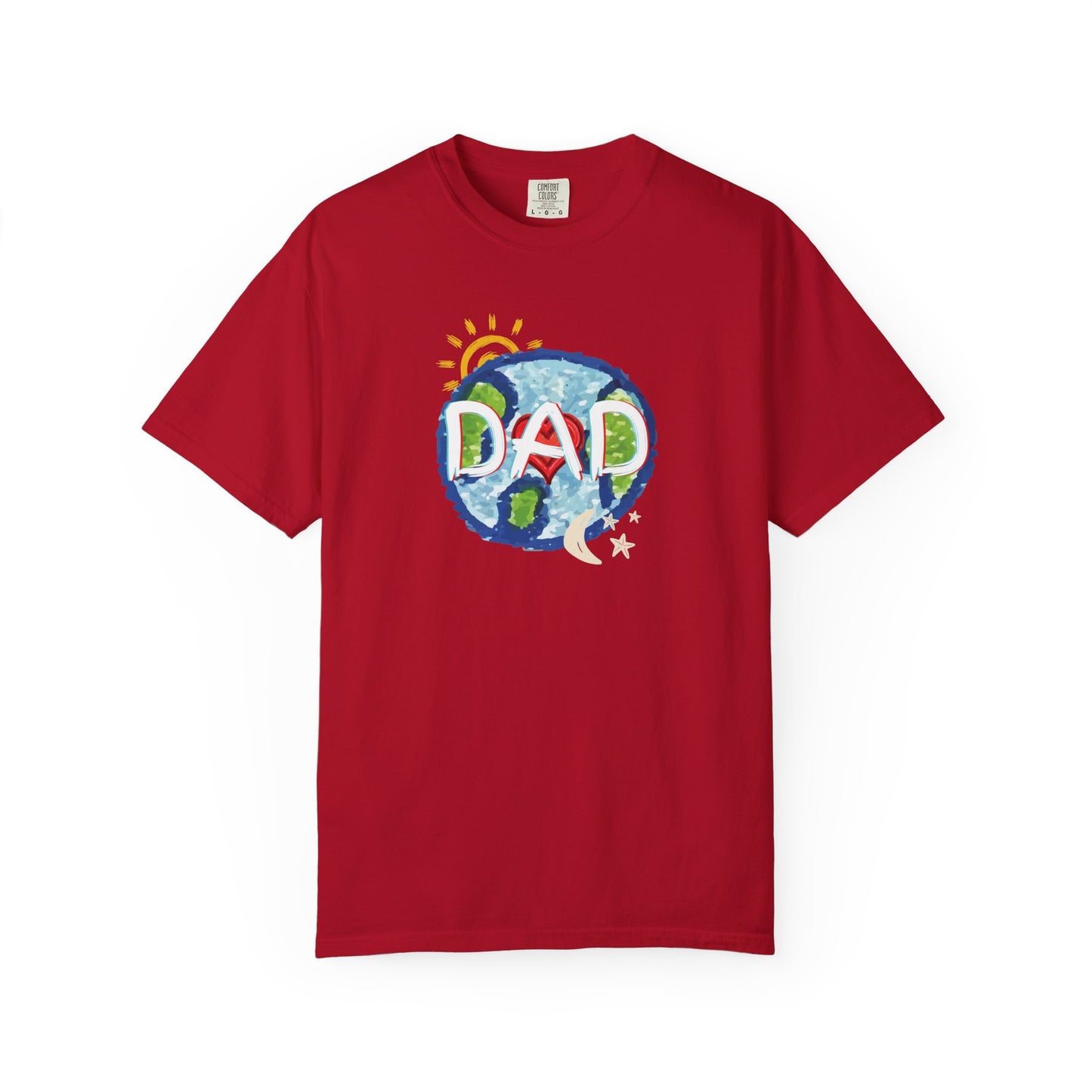 DAD Unisex Garment-Dyed T-shirt - Whole World, Sun, Moon & Stars, Heart - Fathers Day Gift