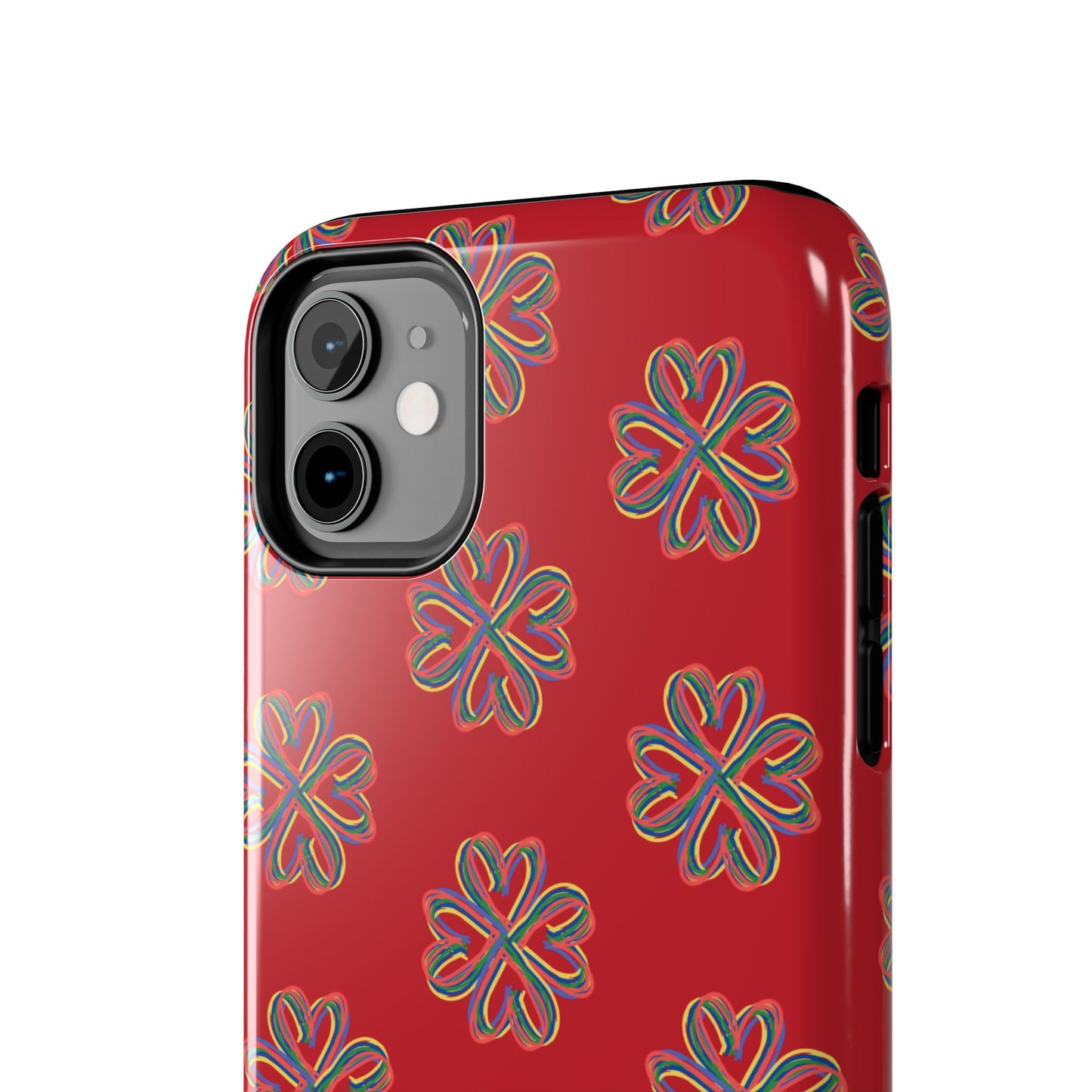 Floral Tough Phone Case, Red Phone Cover, Protective Tech Accessory, Botanical Phone Shell, Gift for Gardeners, Colorful, Wireless Charging