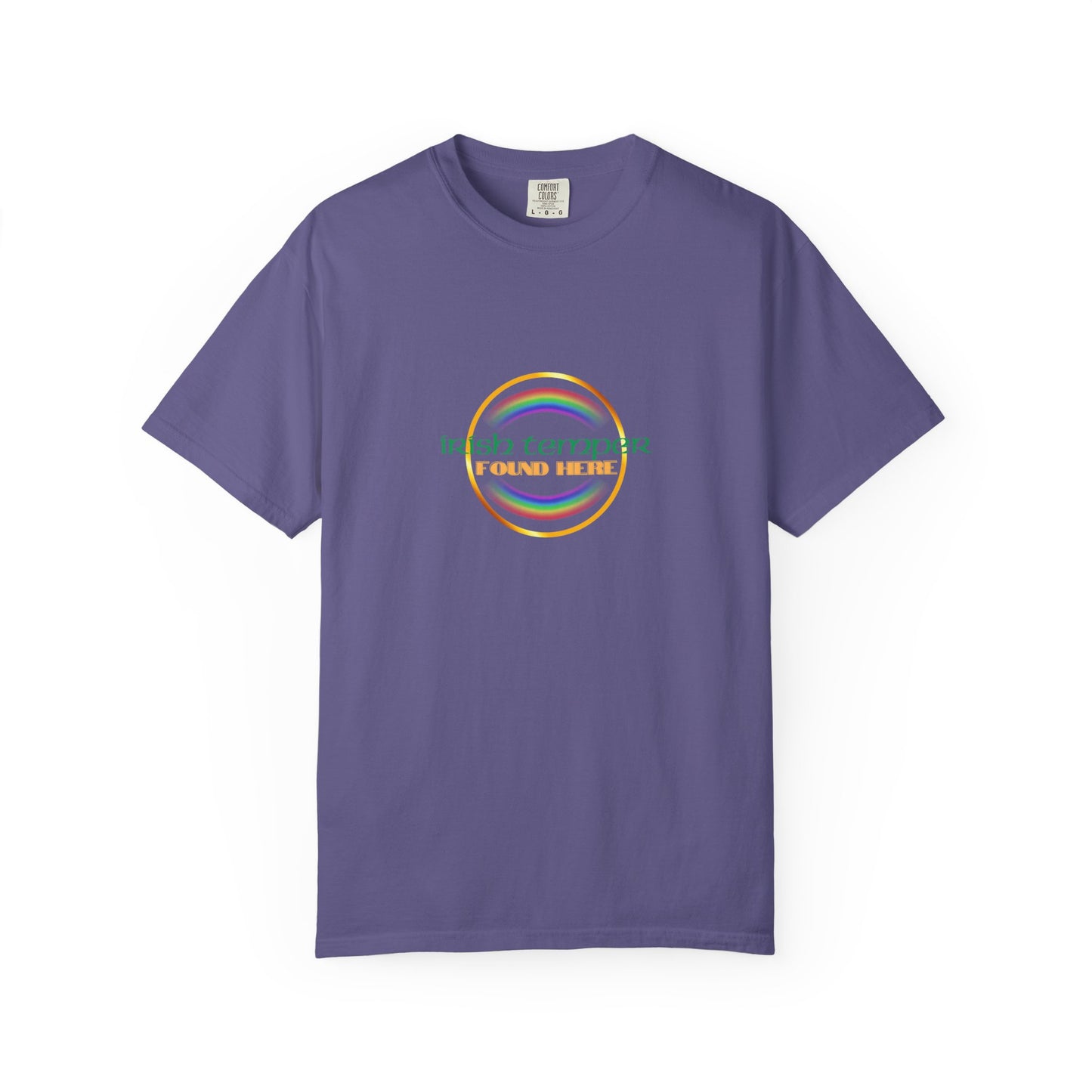 Irish Temper Found Here Unisex Garment-Dyed T-shirt, rainbow, fun, gender neutral, casual, relaxed, soft, preshrunk cotton, St Patricks Day