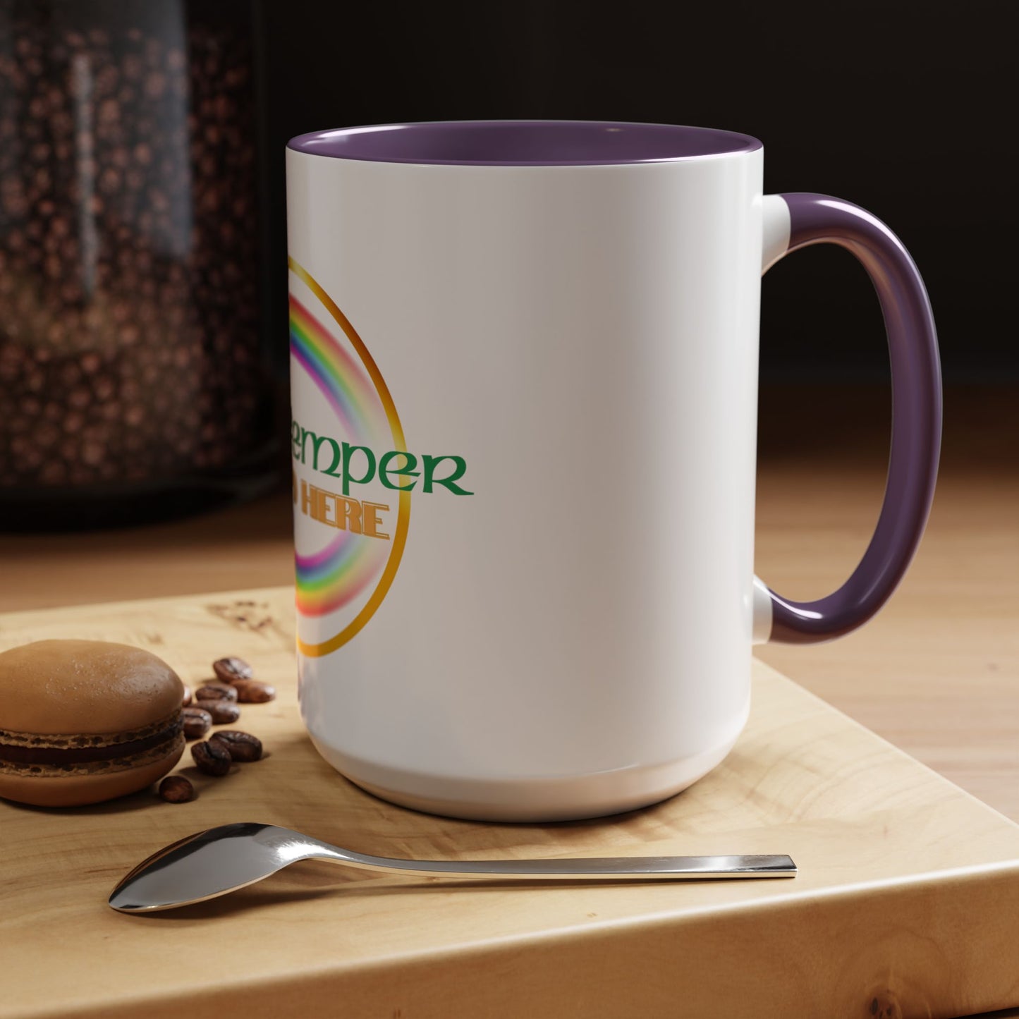 Coffee Mug - Irish Temper Found Here, Rainbow Design, BPA-Free Ceramic, St Patricks Gift