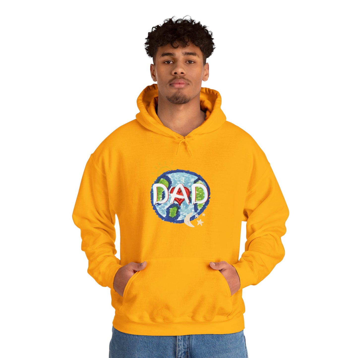 DAD Hooded Sweatshirt - Whole World Sun Moon & Stars Heart Love Fathers Day Gift for Men