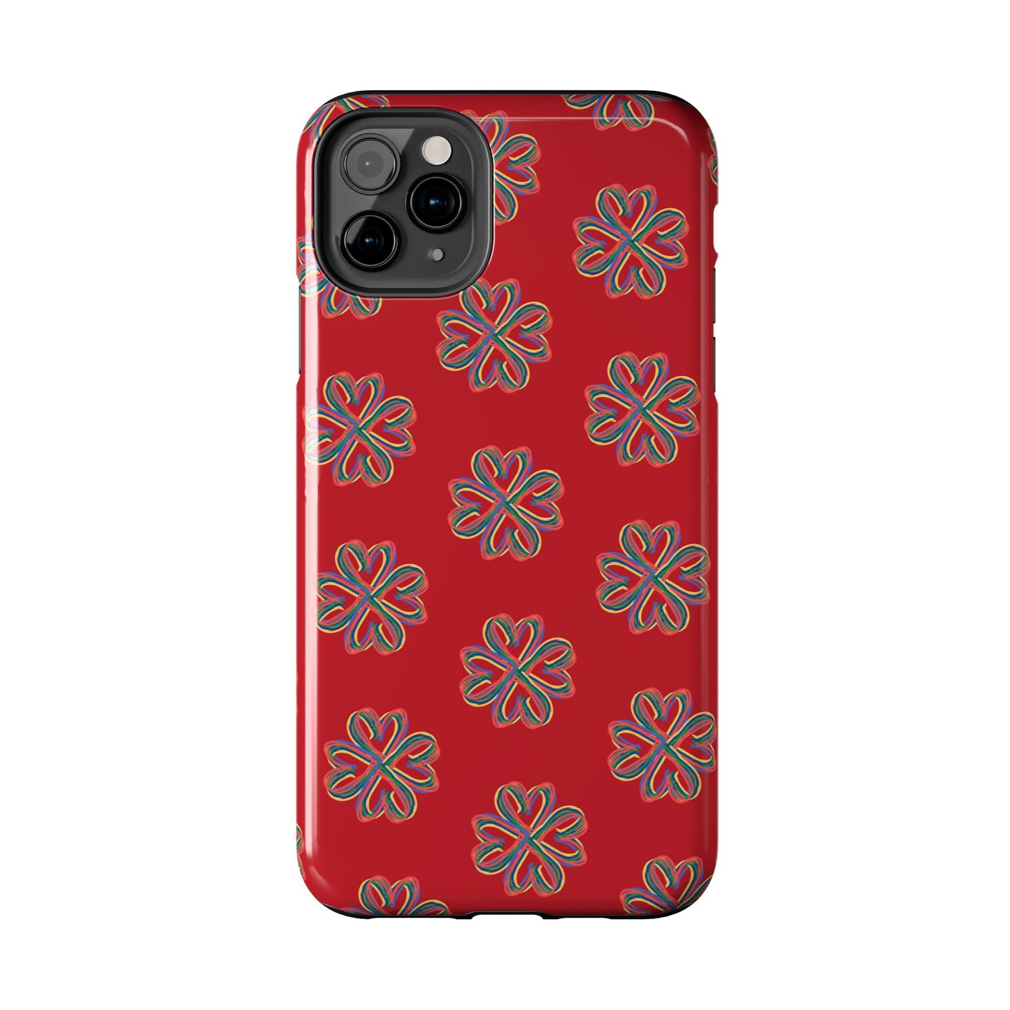 Floral Tough Phone Case, Red Phone Cover, Protective Tech Accessory, Botanical Phone Shell, Gift for Gardeners, Colorful, Wireless Charging