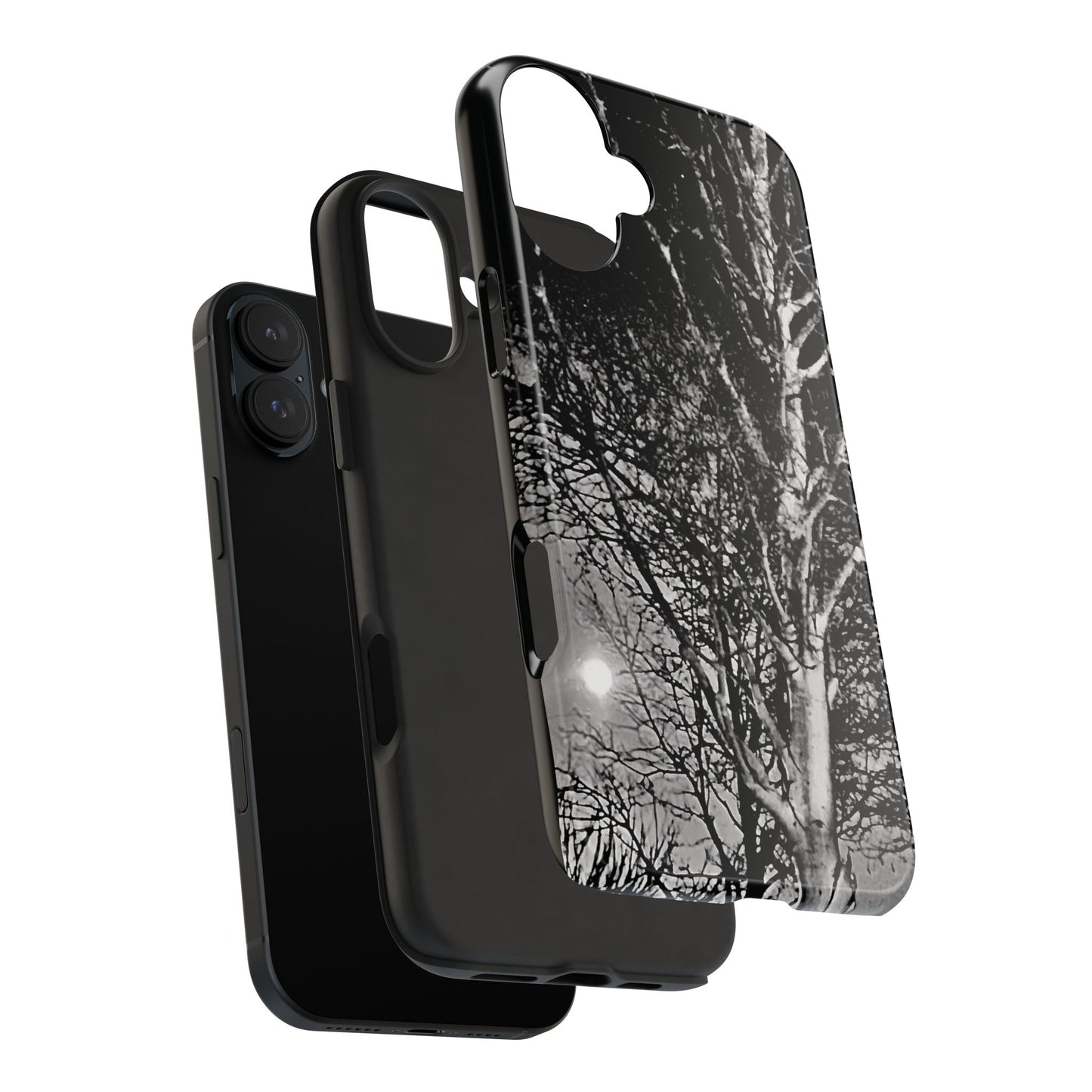 Worm Moon Night Trees Tough Phone Cases, iPhone & Samsung cases, wireless charging, trees, nature, spooky, original photo, gifts, Halloween