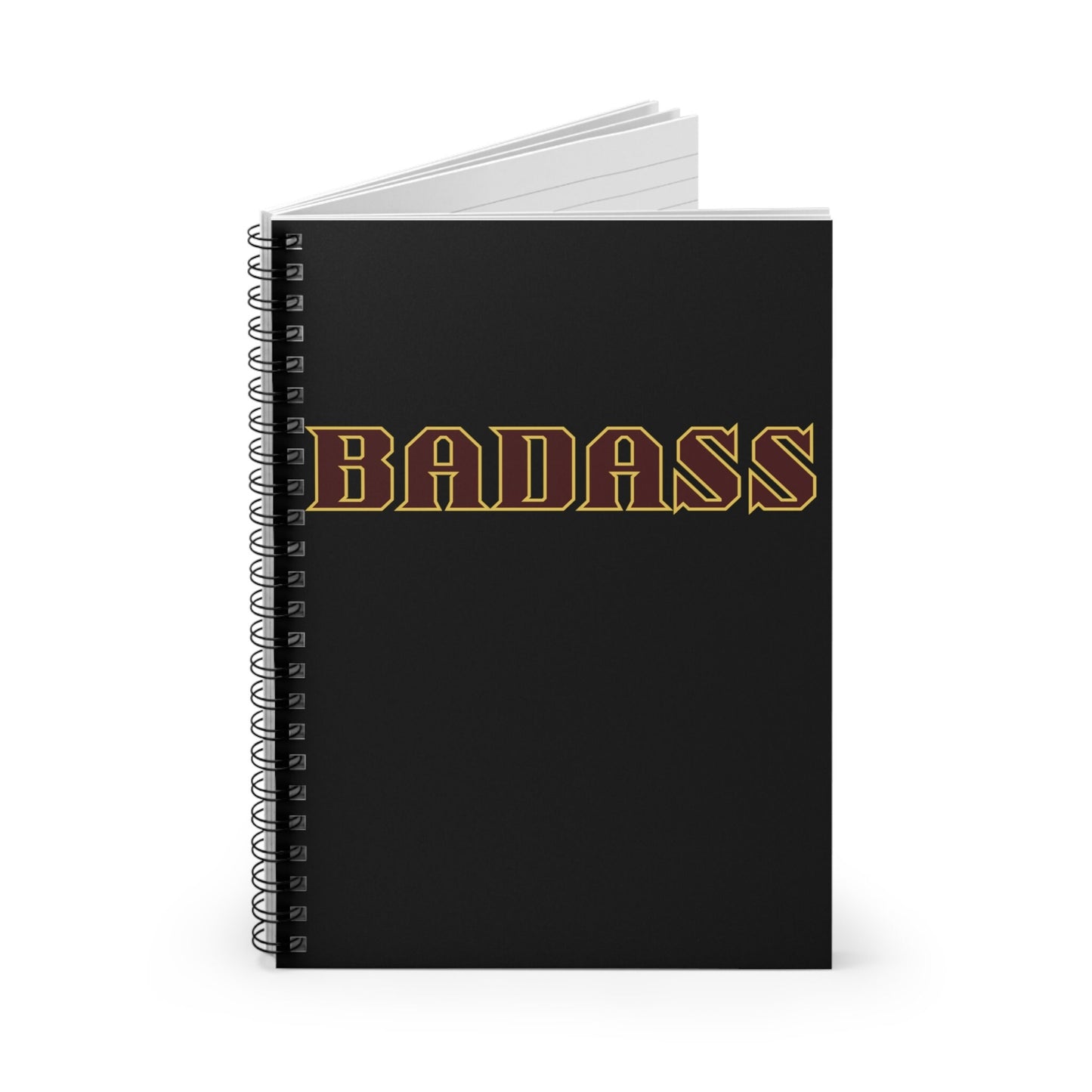 Badass Black Spiral Notebook, Ruled Line, strong, confident, bold, empowered, gender neutral, journal, lists, gift, teens, adults, friends