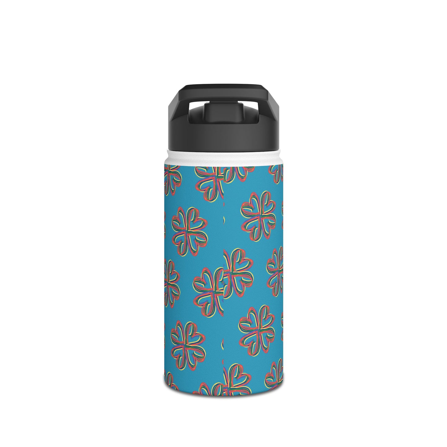 Turquoise Colorful Floral Stainless Steel Water Bottle, Gender Neutral, Gift, Exercise, Run, Workout, Eco BPA-free, Gift Birthday Christmas