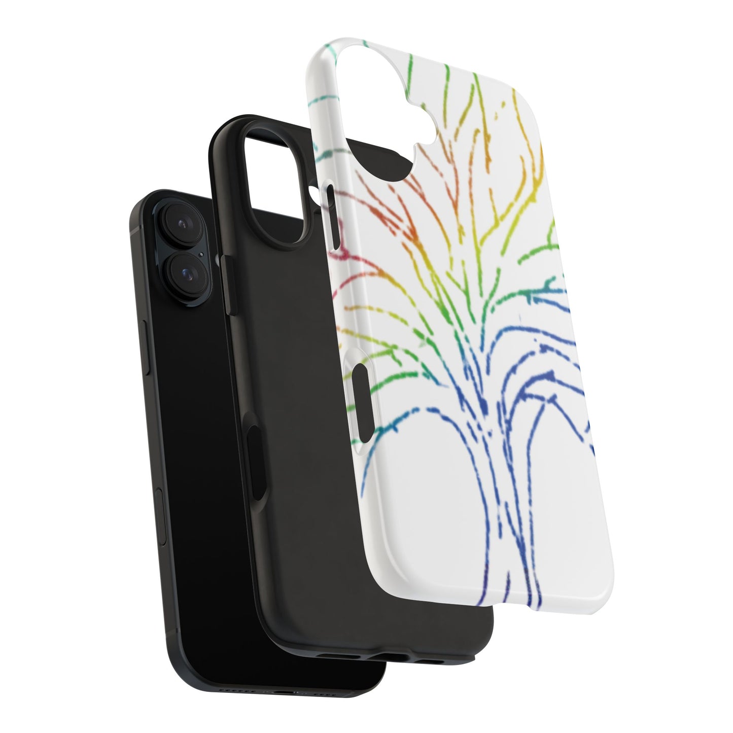 Rainbow Tree Tough Phone Cases - Colorful Nature Love Pride Gender Neutral Gifts for Friends, iPhone Samsung Wireless Charging Cover, LGBTQ+