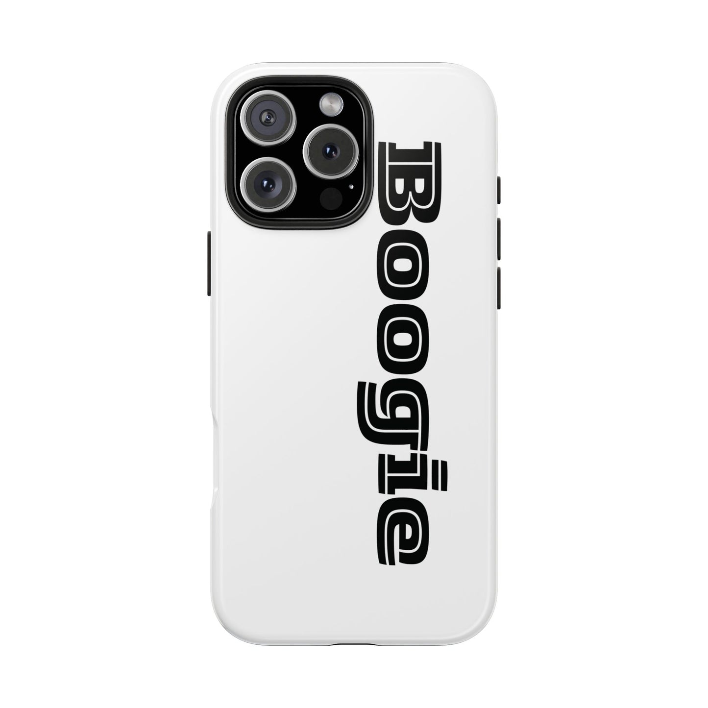 Boogie White Tough Phone Cases, iPhone Samsung cases, wireless charging, gender neutral women men friends kids teens gift birthday Christmas
