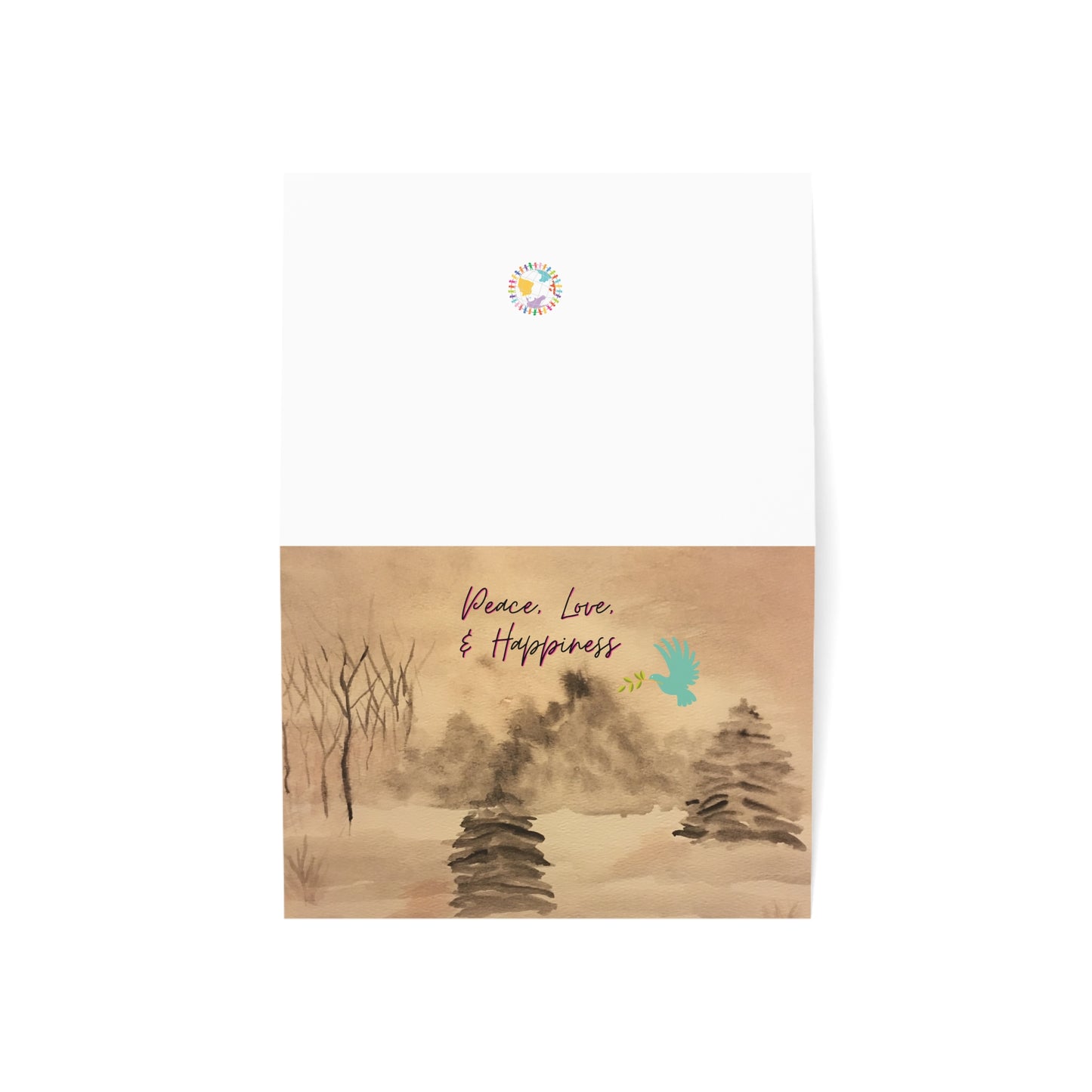 Holiday Greeting Cards Original Artwork Winter Scene (10, 30, & 50pcs), Peace Love Happiness, Wishing Joyful Healthy New Year, 4 size/3 fin