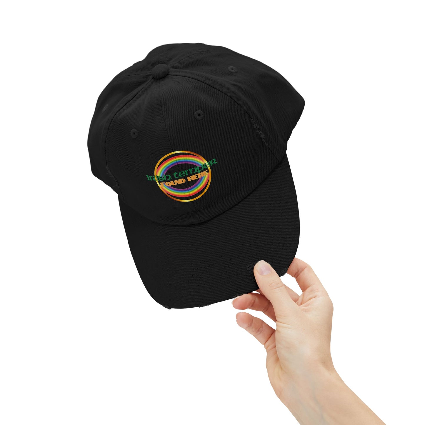 Irish Temper Found Here Funny Unisex Distressed Cap