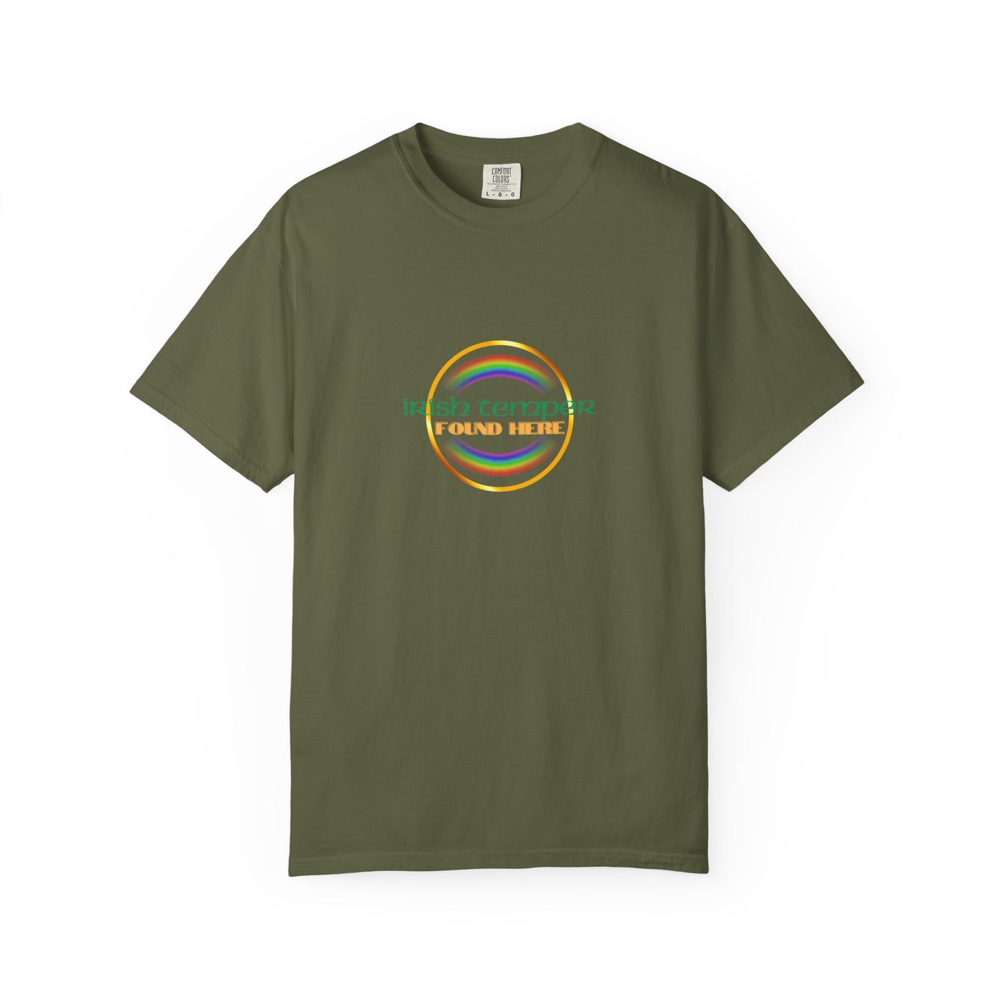 Irish Temper Found Here Unisex Garment-Dyed T-shirt, rainbow, fun, gender neutral, casual, relaxed, soft, preshrunk cotton, St Patricks Day