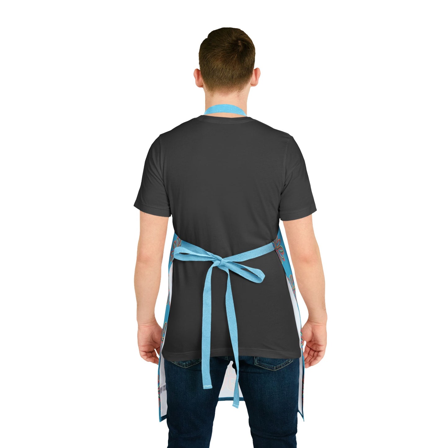 Apron, Turquoise Floral Unisex Chefs Apron, Grilling Cooking Kitchen Gender Neutral Gifts Women Men Friends Teens Birthday Christmas