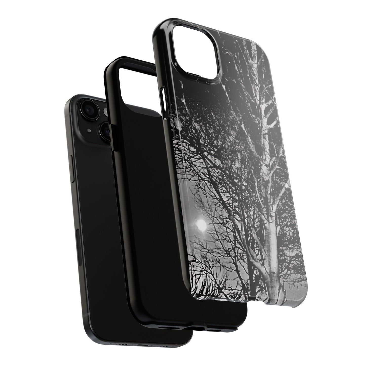 Worm Moon Night Trees Tough Phone Cases, iPhone & Samsung cases, wireless charging, trees, nature, spooky, original photo, gifts, Halloween