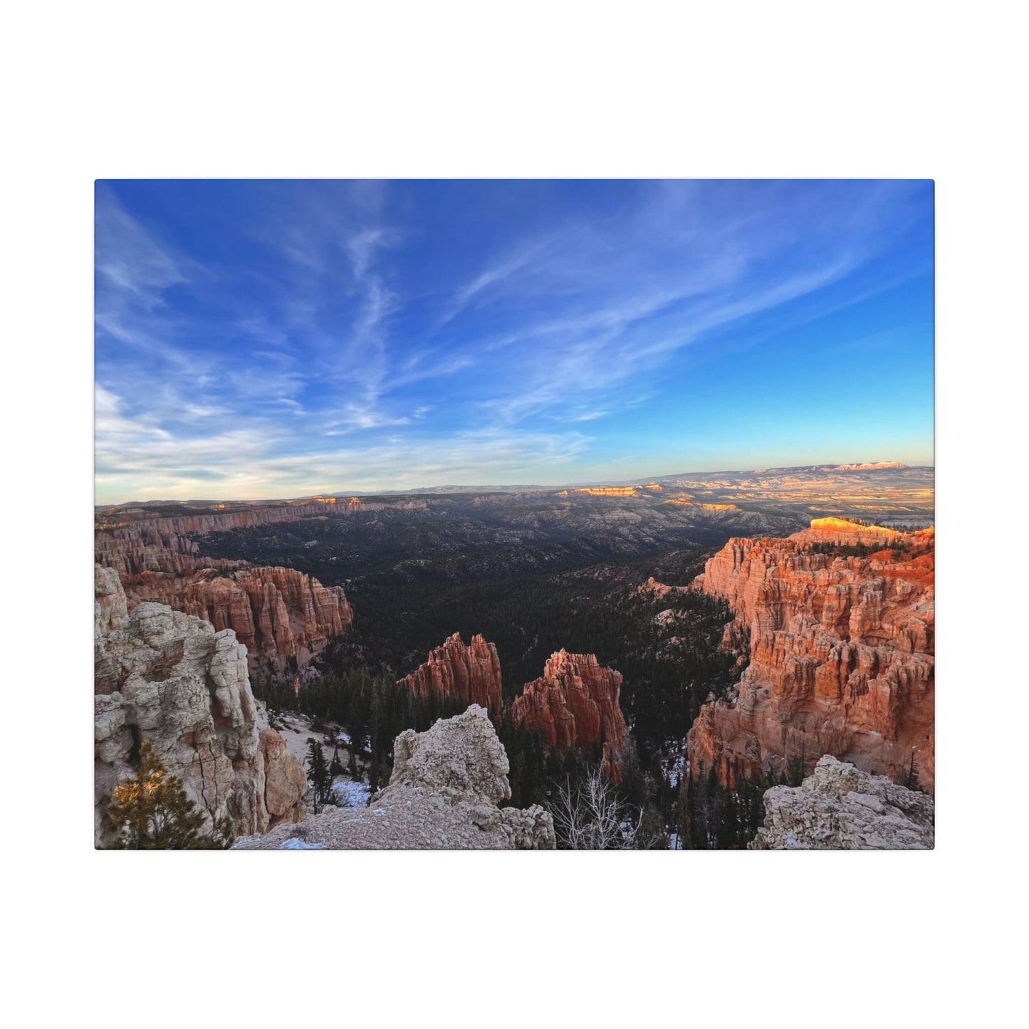 Canvas Wrap Bryce Canyon Landscape, Nature, America, Western, Artwork, Wall Art, Matte Print, Rocks, Gift, Sky, Colorful, Clouds, Eco