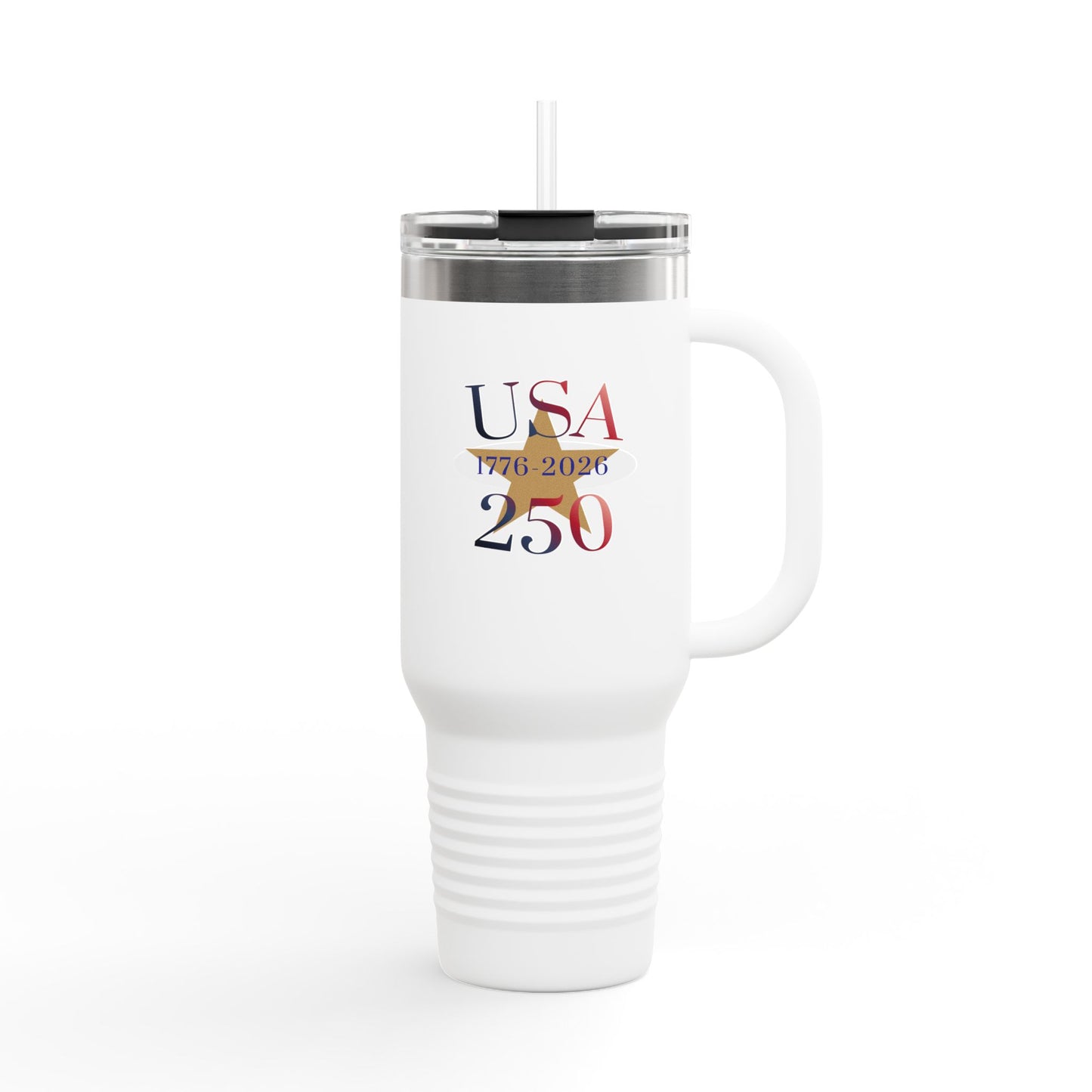 USA 250 Stainless Steel Travel Mug — 40oz Insulated Patriotic Tumbler (1776–2026)