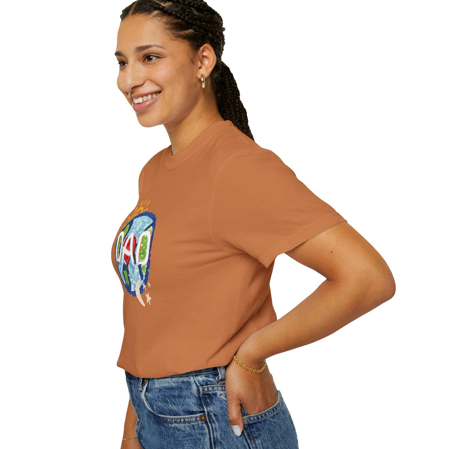 DAD Unisex Garment-Dyed T-shirt - Whole World, Sun, Moon & Stars, Heart - Fathers Day Gift