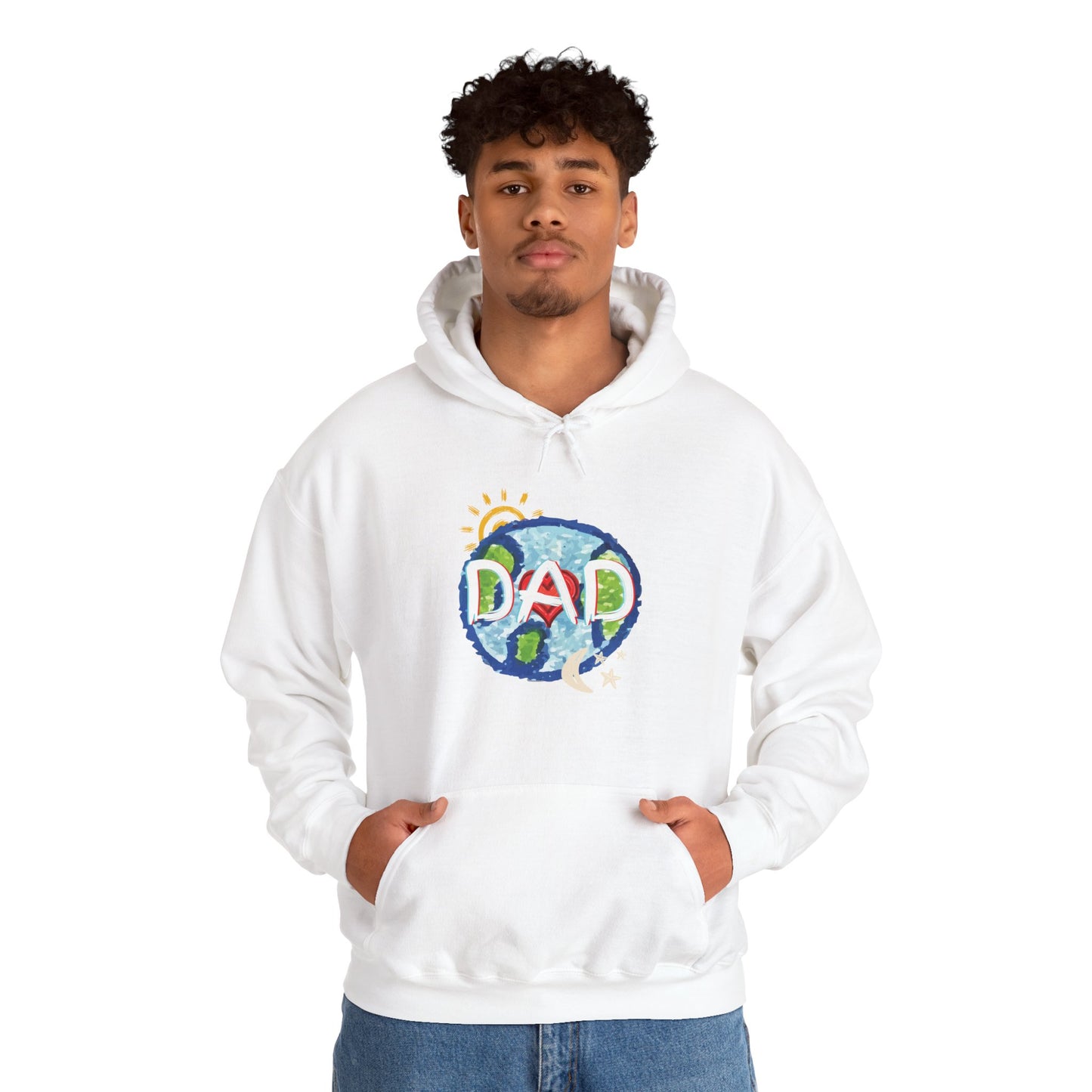DAD Hooded Sweatshirt - Whole World Sun Moon & Stars Heart Love Fathers Day Gift for Men