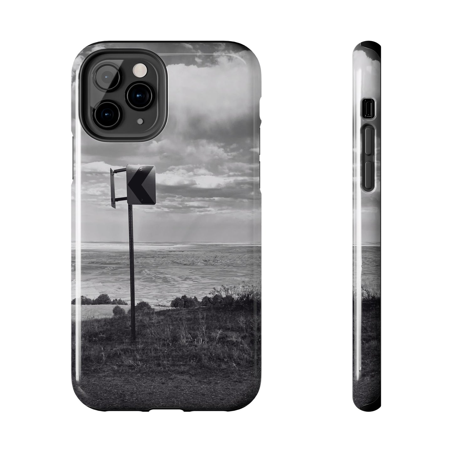 Road Sign Tough Phone Cases, iPhone & Samsung cases, wireless charging, black and white photo, nature, original art, gift birthday Christmas