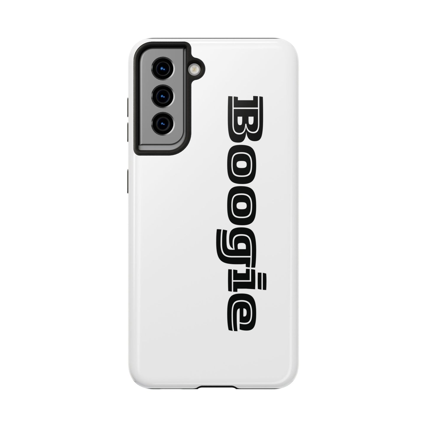 Boogie White Tough Phone Cases, iPhone Samsung cases, wireless charging, gender neutral women men friends kids teens gift birthday Christmas
