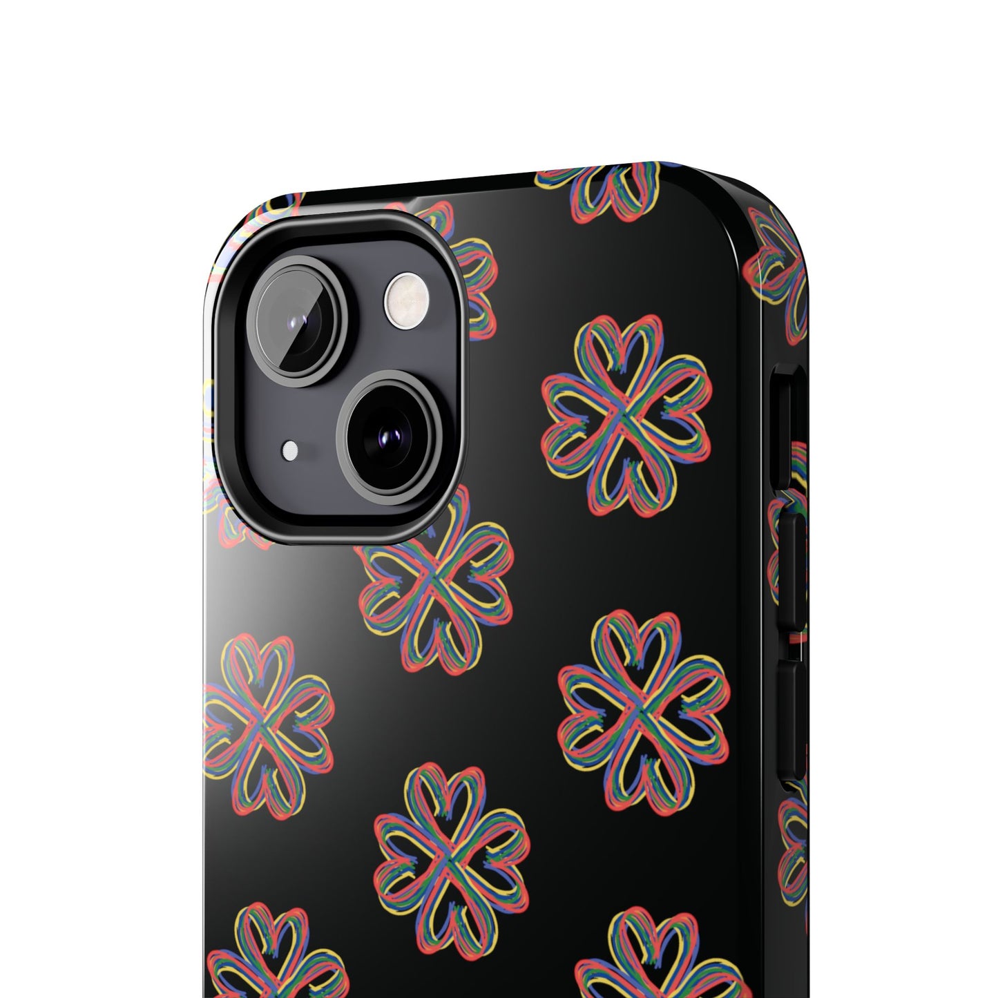 Tough Phone Cases, Floral Phone Cover, Protective Floral Case, Colorful Phone Shell, Black Phone Case, Wireless Charging