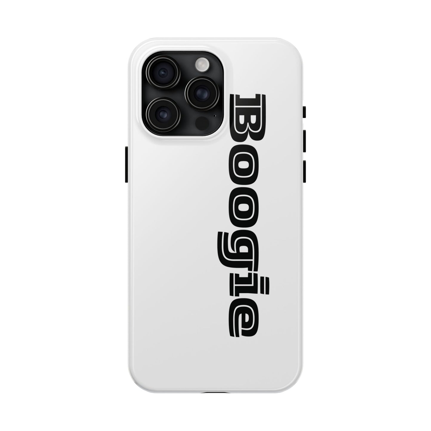 Boogie White Tough Phone Cases, iPhone Samsung cases, wireless charging, gender neutral women men friends kids teens gift birthday Christmas
