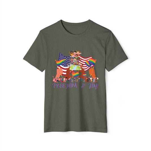 Freedom Flag Recycled T-Shirt, Pride Inclusion Equality Unisex Tee, Sustainable Organic Clothing
