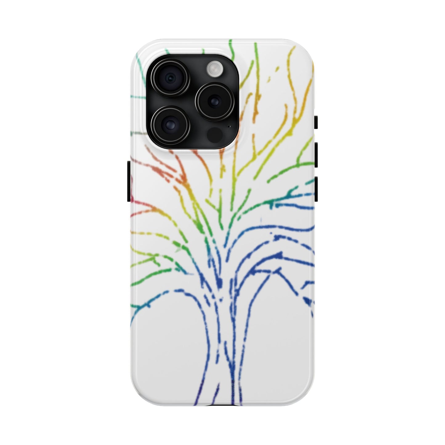 Rainbow Tree Tough Phone Cases - Colorful Nature Love Pride Gender Neutral Gifts for Friends, iPhone Samsung Wireless Charging Cover, LGBTQ+