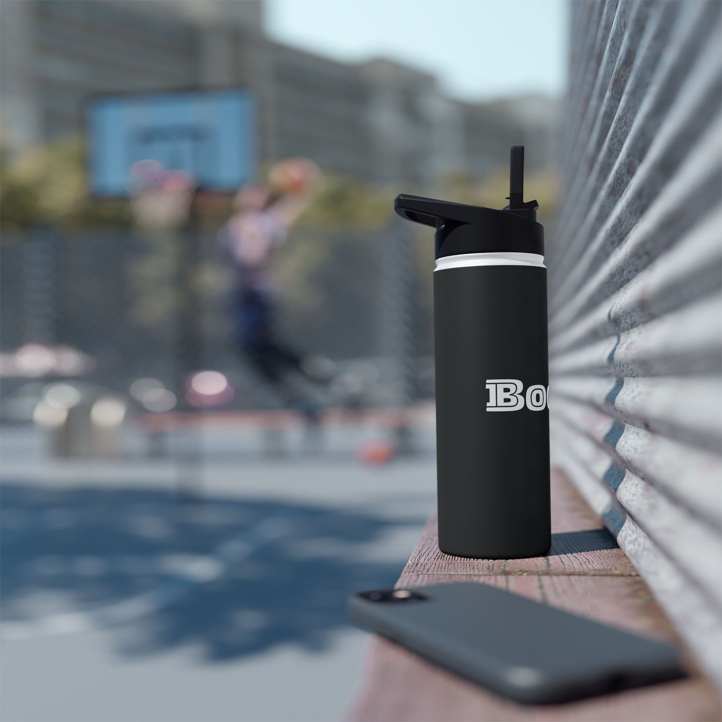 Boogie Black Stainless Steel Water Bottle, Gender Neutral, Gift, Exercise Run Workout, Eco BPA-free, Women Men Teens Gift Birthday Christmas