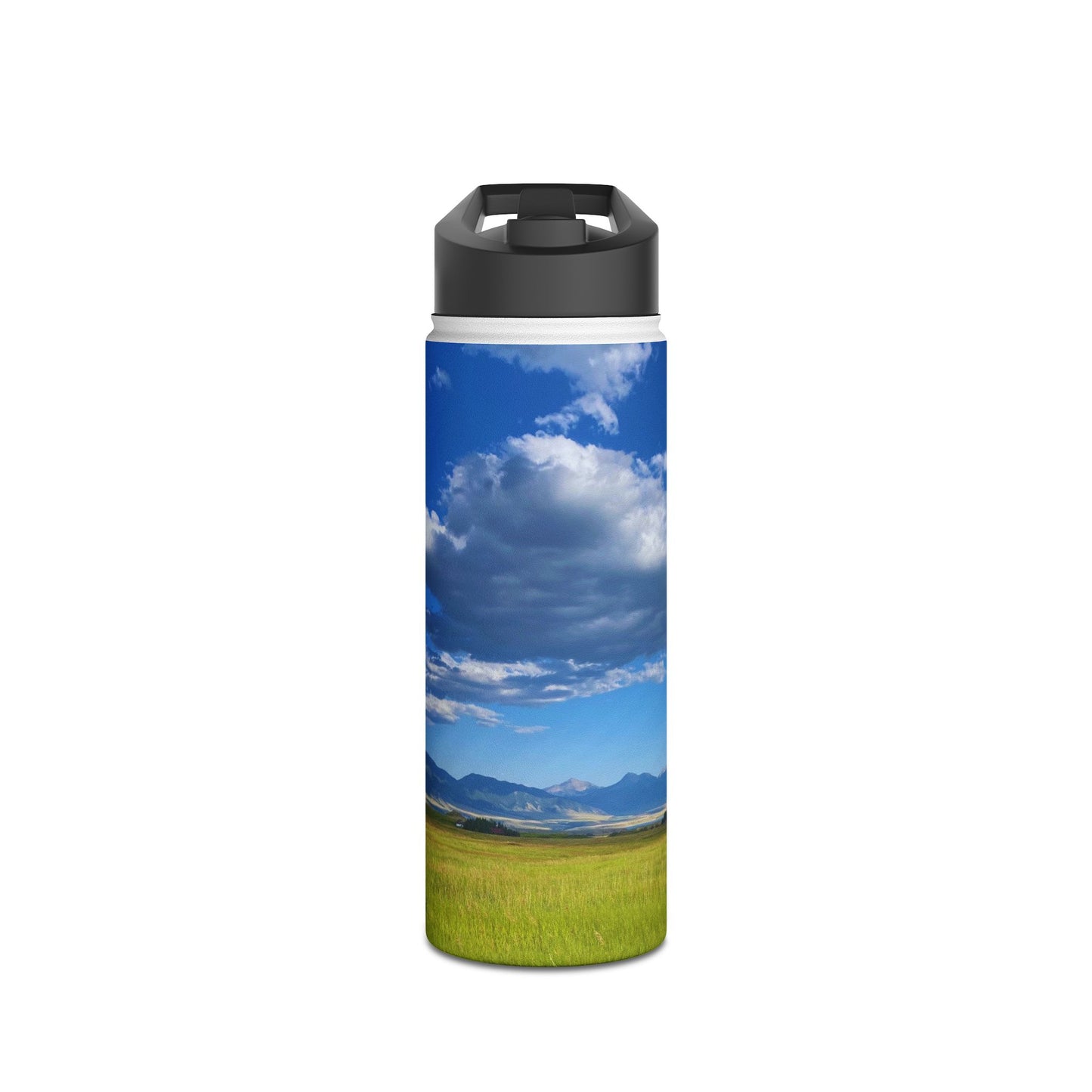 Western Landscape Stainless Steel Water Bottle, Mountains, Sky, Clouds, Original Photo Artwork, Gift, Nature, Beautiful Day, BPA-free