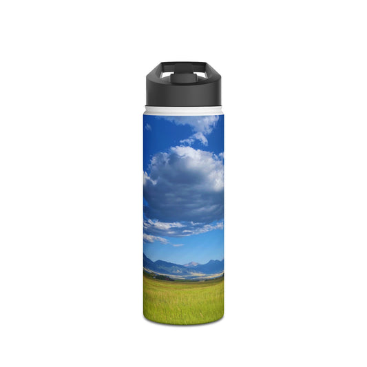 Western Landscape Stainless Steel Water Bottle, Mountains, Sky, Clouds, Original Photo Artwork, Gift, Nature, Beautiful Day, BPA-free