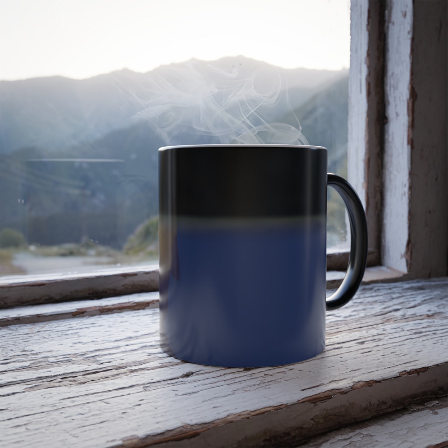Rabbit Moon Blue Color Morphing Mug 11oz - Heat Reactive Ceramic Coffee Tea Cup