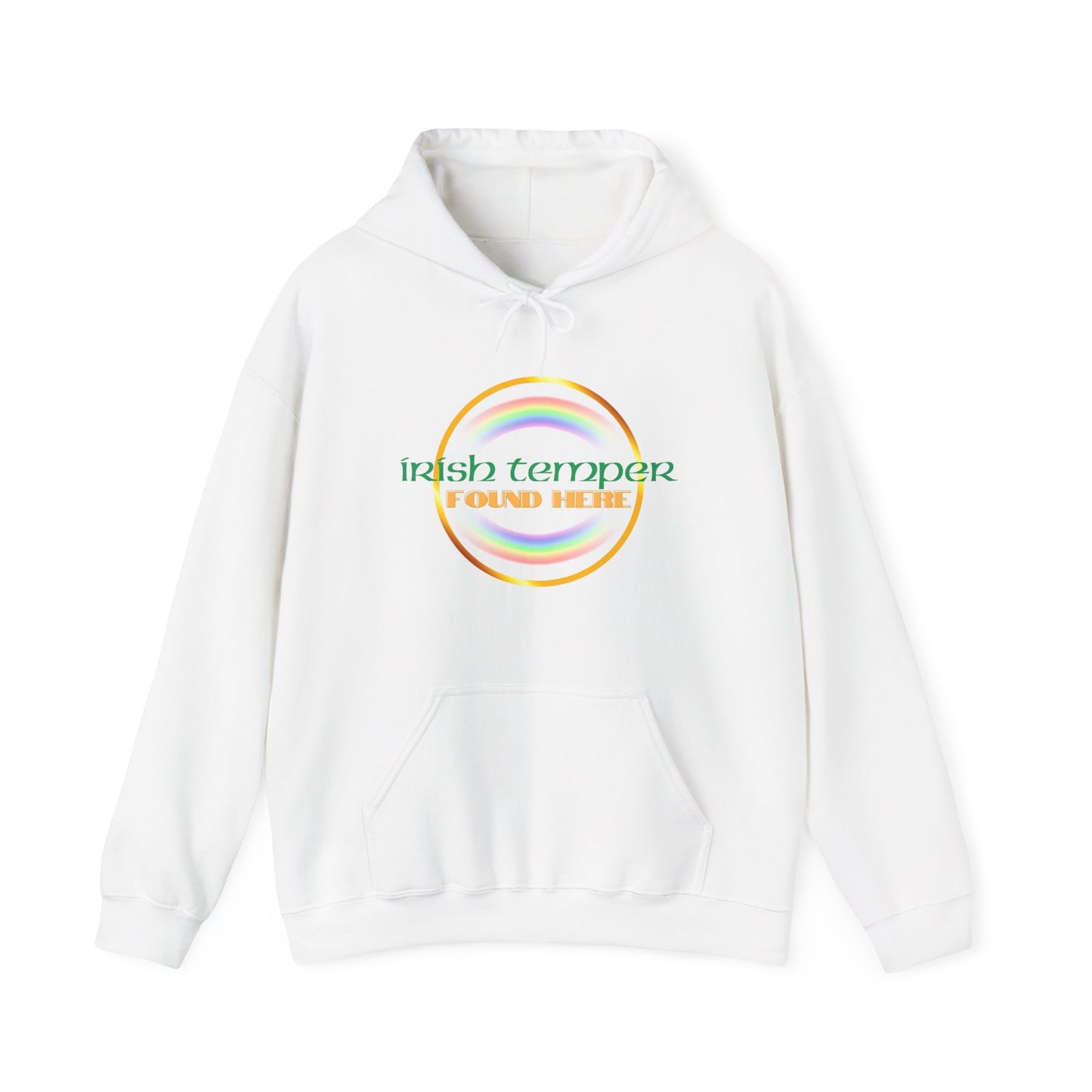 Irish Temper Found Here Unisex Heavy Blend™ Hooded Sweatshirt, rainbow, hoodie, warm, soft, gift, gender neutral, men, women, St Patricks