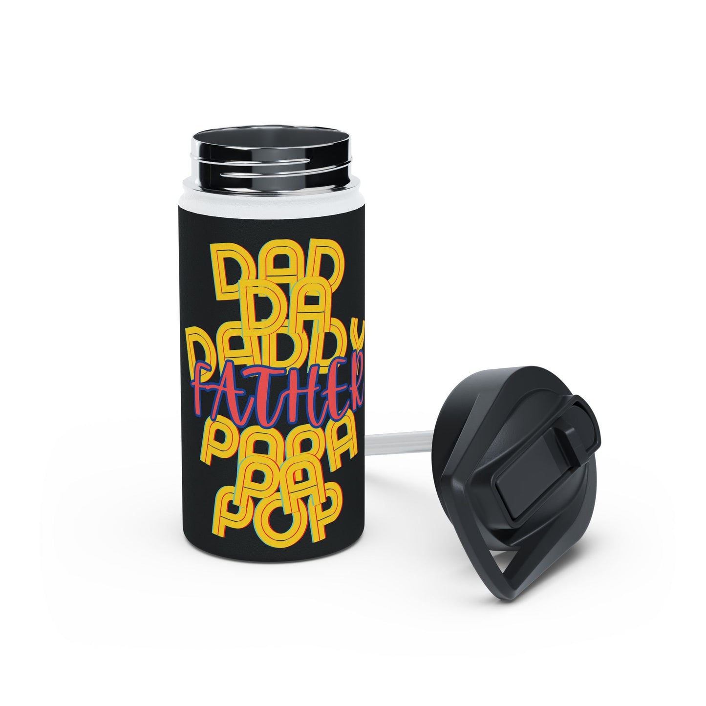 Father Stainless Steel Water Bottle, Dad Da Daddy Pop Pa Papa, Love, Fathers Day, Gifts for Men, Exercise, Eco Friendly, Gender Neutral