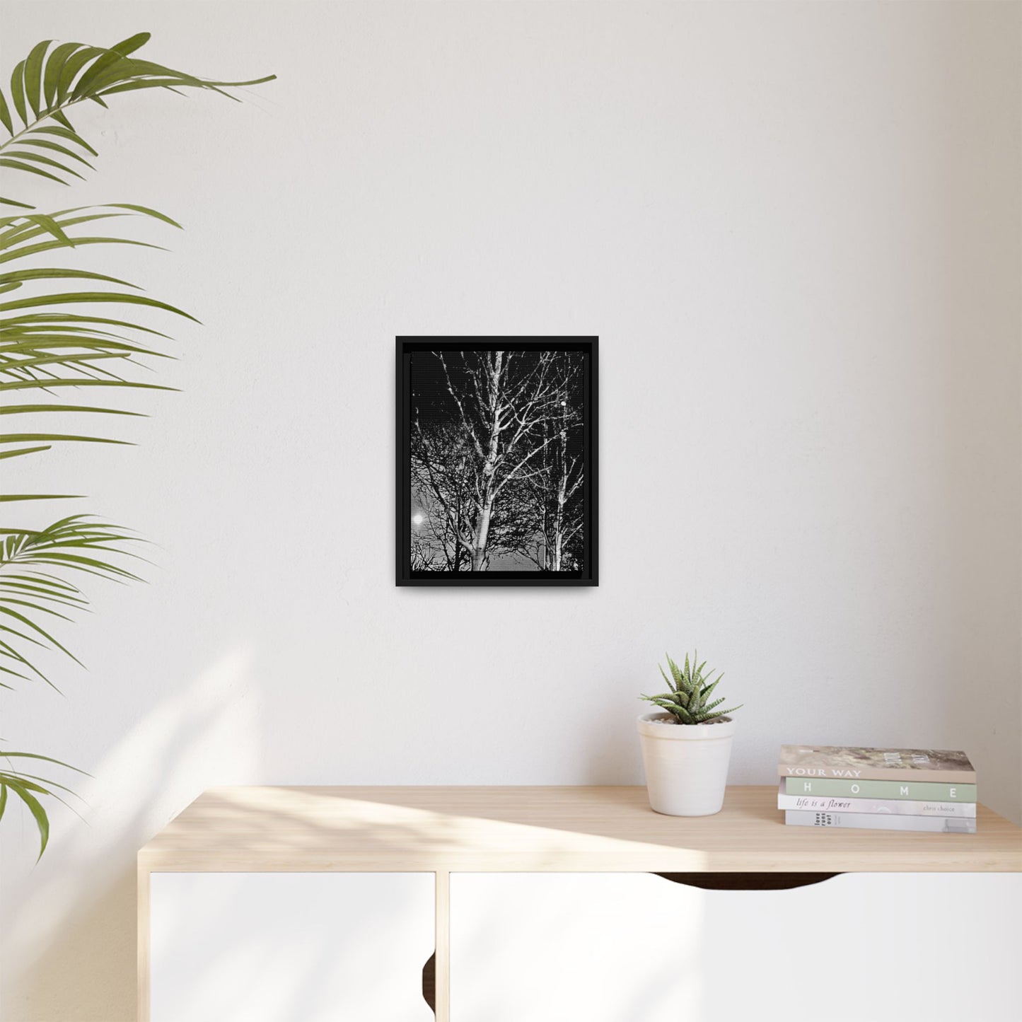 Black Frame Worm Moon, Night Tree, Dark, Black & White, Photo, Matte Canvas, Artwork, Wall Art, Decor, Nature, Gift, Eco, Halloween