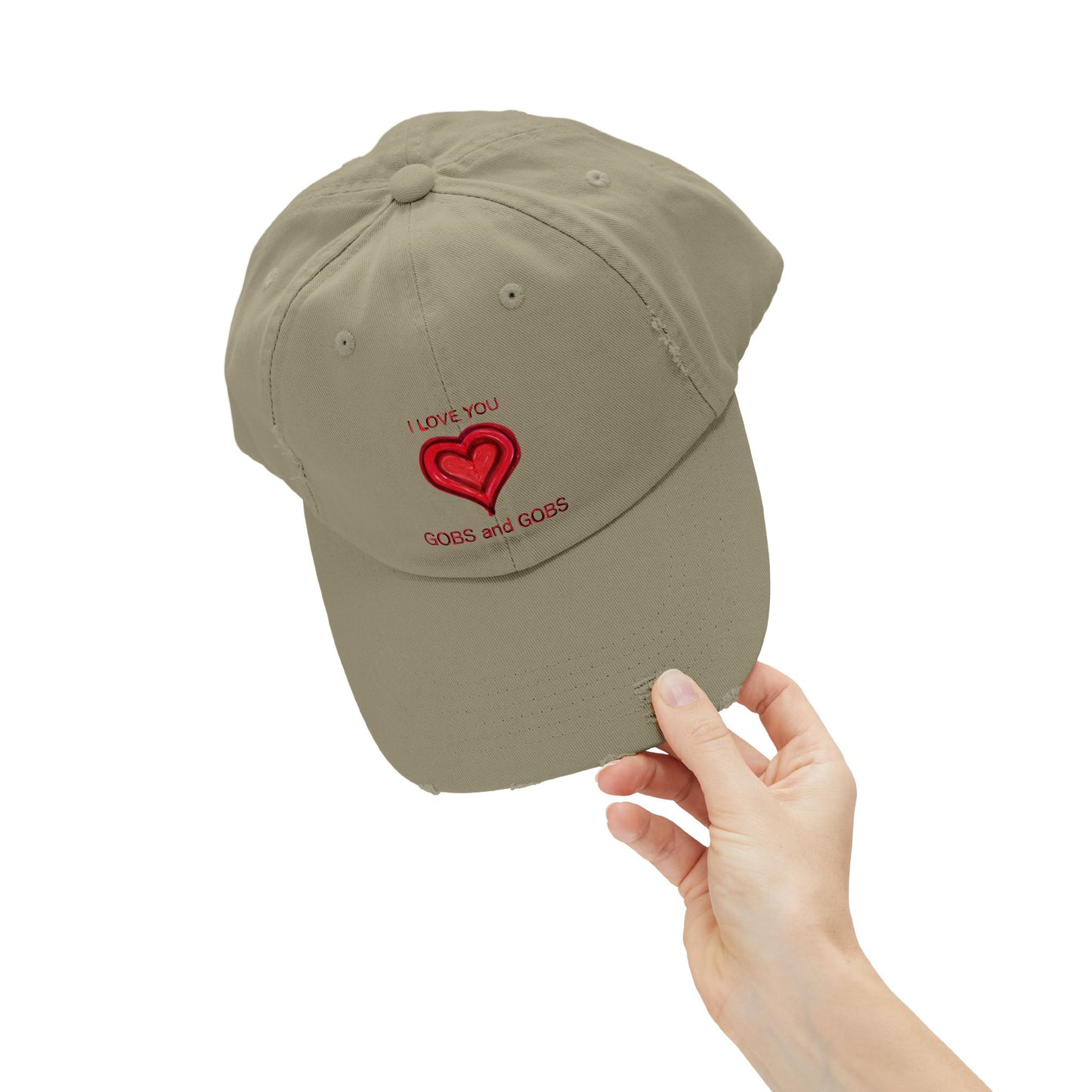 I Love You Gobs and Gobs Distressed Cap Hearts Gift Valentines Women Men Teens