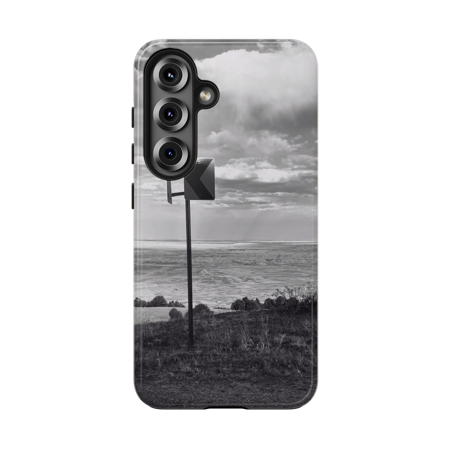 Road Sign Tough Phone Cases, iPhone & Samsung cases, wireless charging, black and white photo, nature, original art, gift birthday Christmas