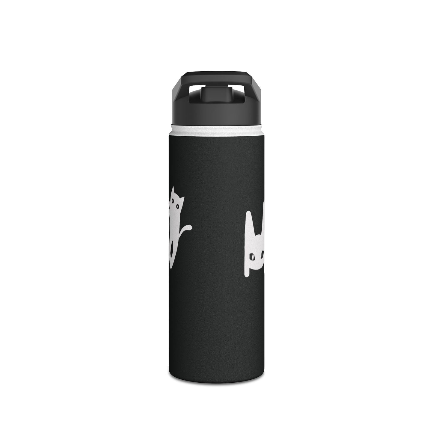 Meow Black Stainless Steel Water Bottle, Cats, Sassy, Fun, Halloween, Election, Gender Neutral, Gift, Exercise, Run, Workout, Eco BPA-free
