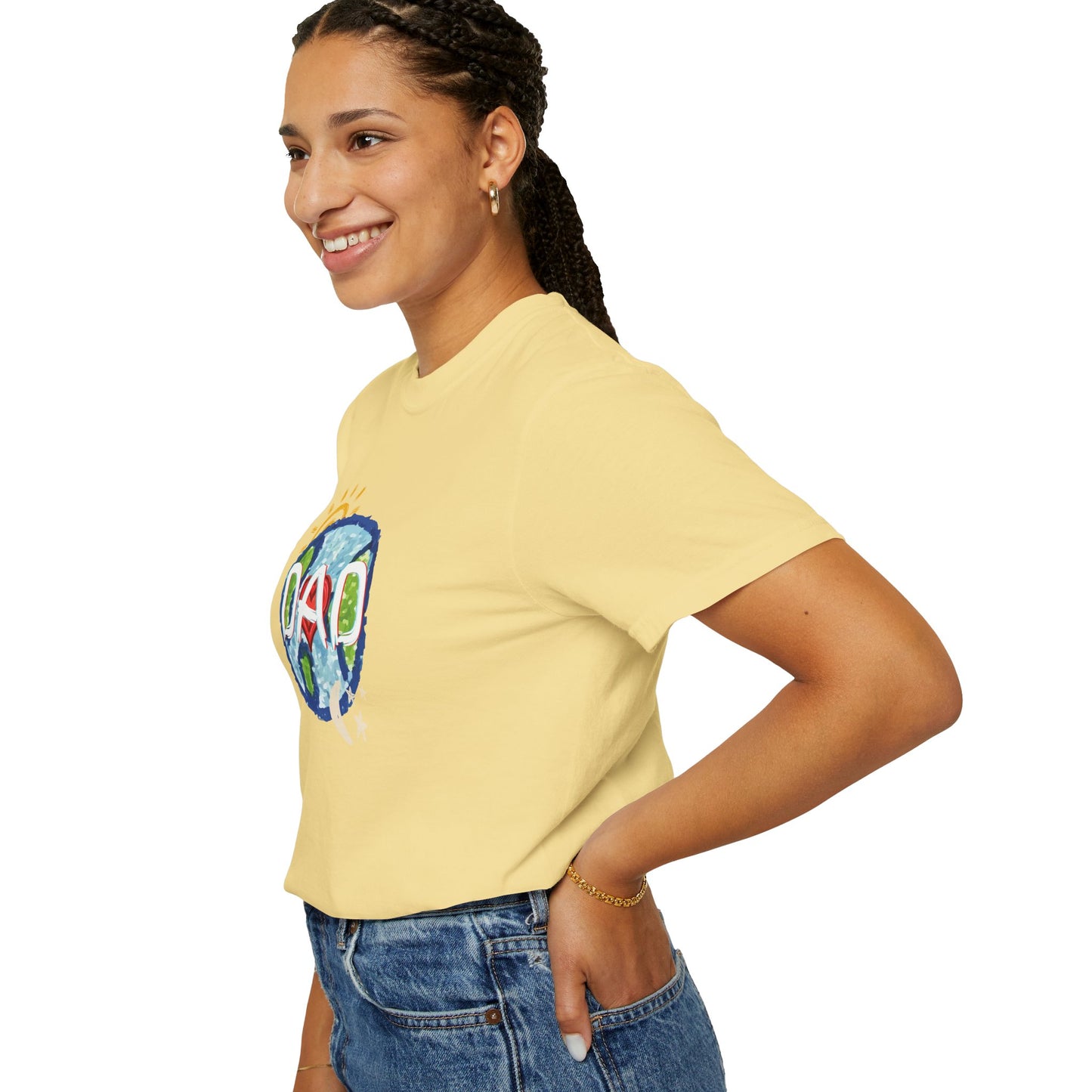 DAD Unisex Garment-Dyed T-shirt - Whole World, Sun, Moon & Stars, Heart - Fathers Day Gift