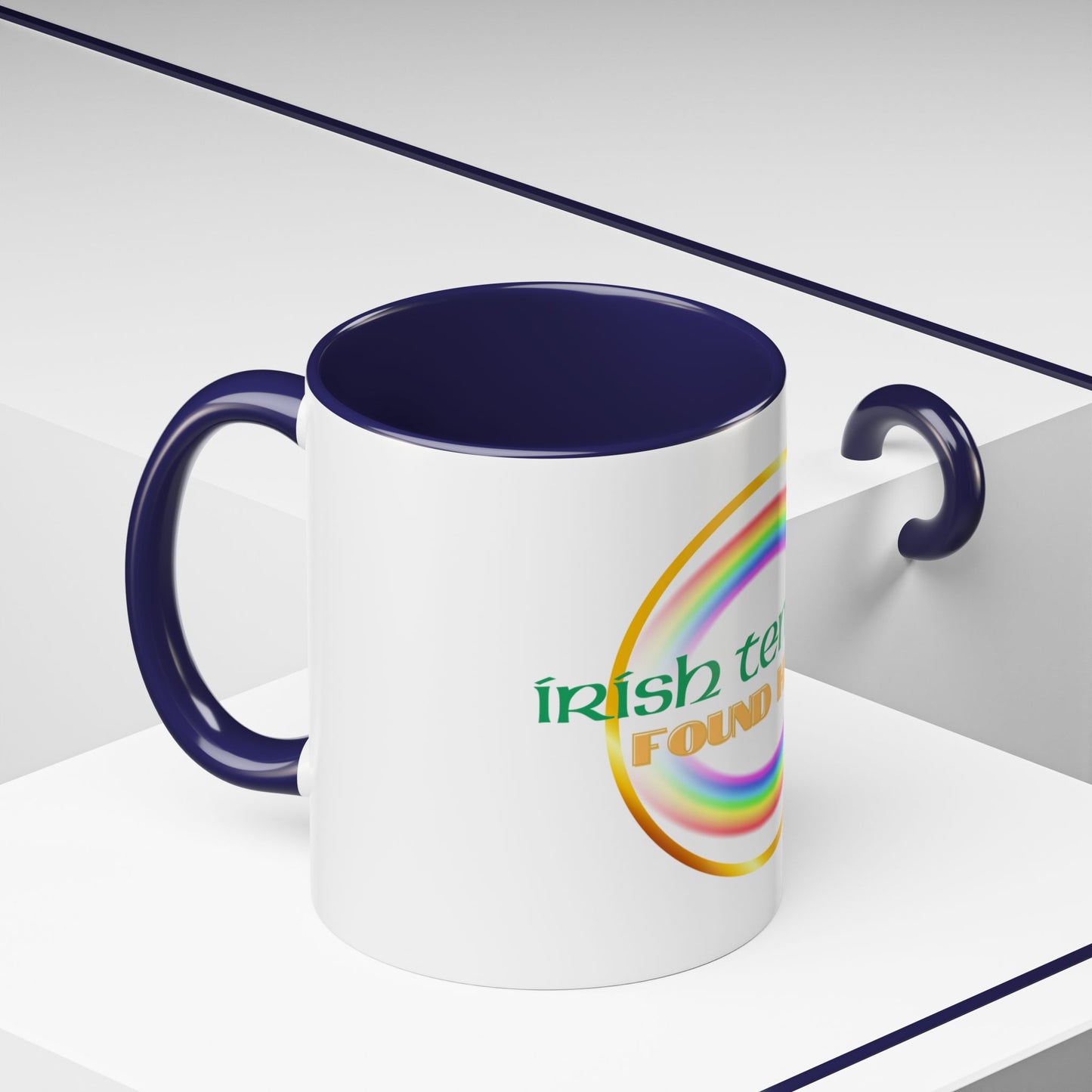 Coffee Mug - Irish Temper Found Here, Rainbow Design, BPA-Free Ceramic, St Patricks Gift