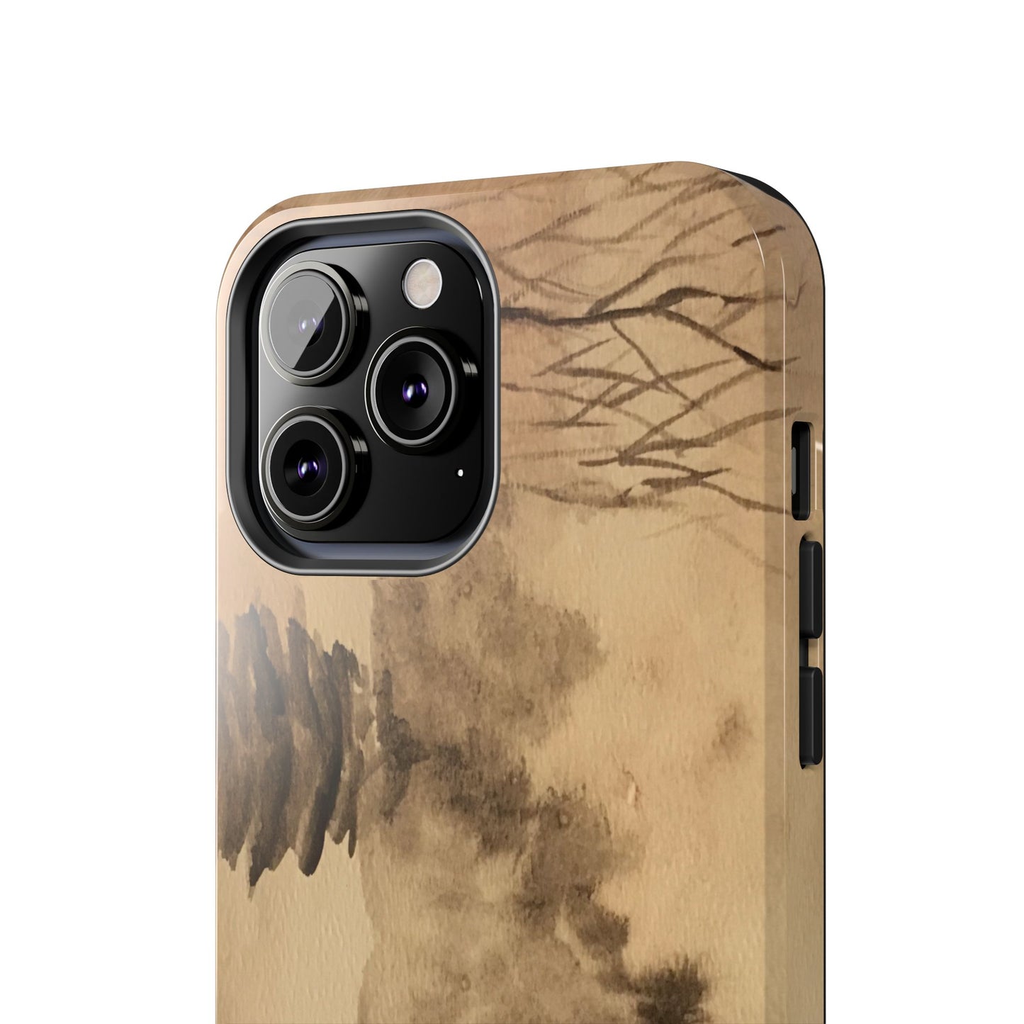 Winter Scene Tough Phone Cases, iPhone & Samsung cases, wireless charging, pine trees, snow, original watercolor artwork, gifts, Christmas