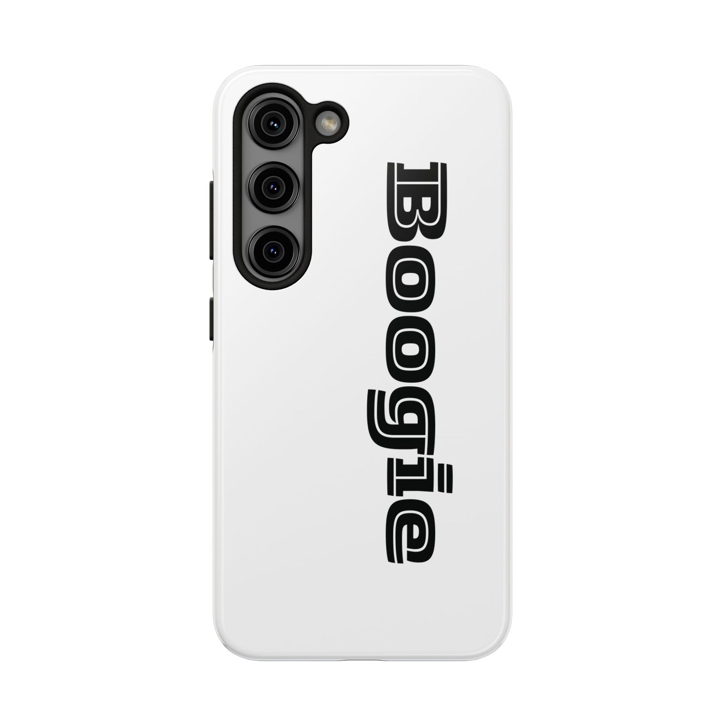 Boogie White Tough Phone Cases, iPhone Samsung cases, wireless charging, gender neutral women men friends kids teens gift birthday Christmas