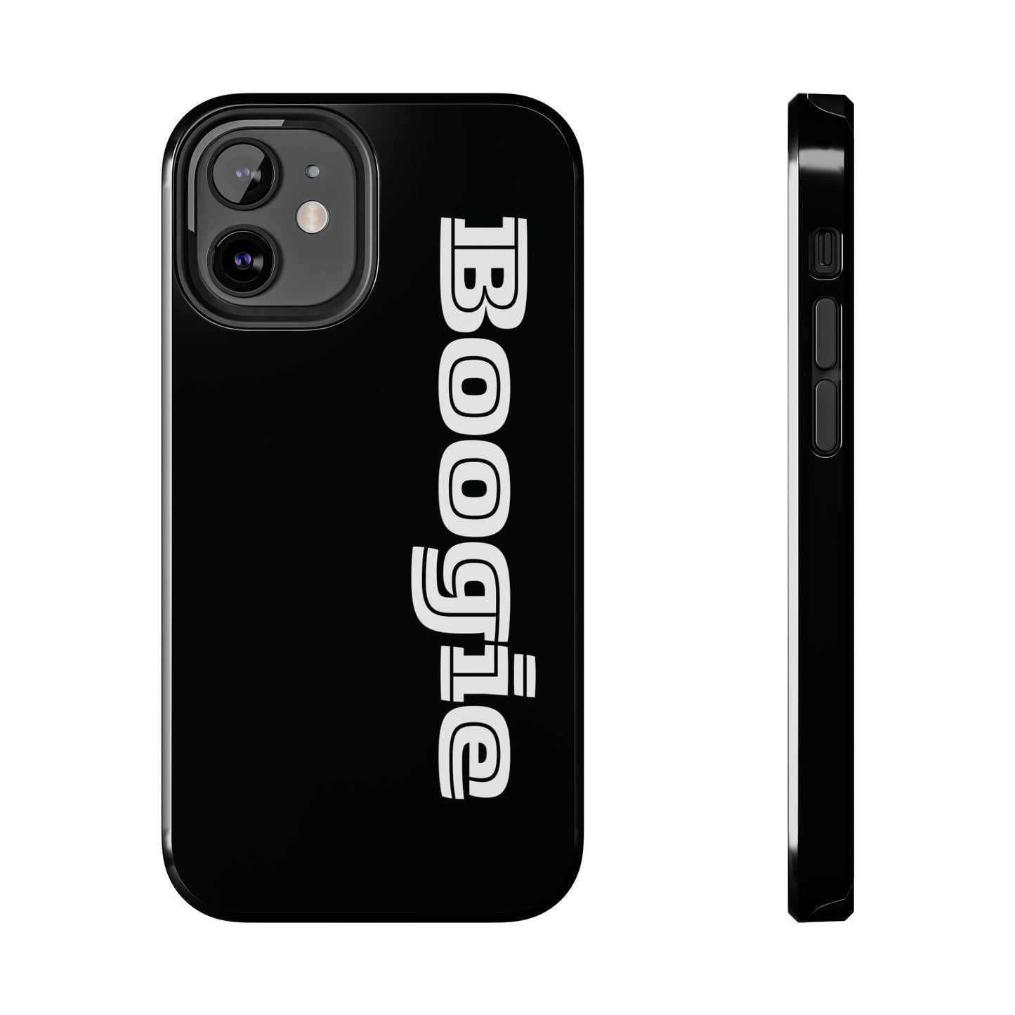 Boogie Black Tough Phone Cases, iPhone Samsung cases, wireless charging, gender neutral women men friends kids teens gift birthday Christmas