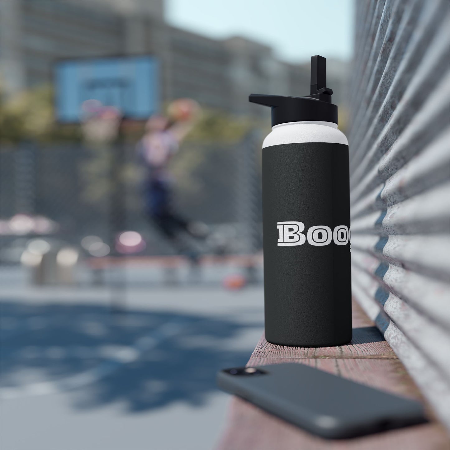 Boogie Black Stainless Steel Water Bottle, Gender Neutral, Gift, Exercise Run Workout, Eco BPA-free, Women Men Teens Gift Birthday Christmas
