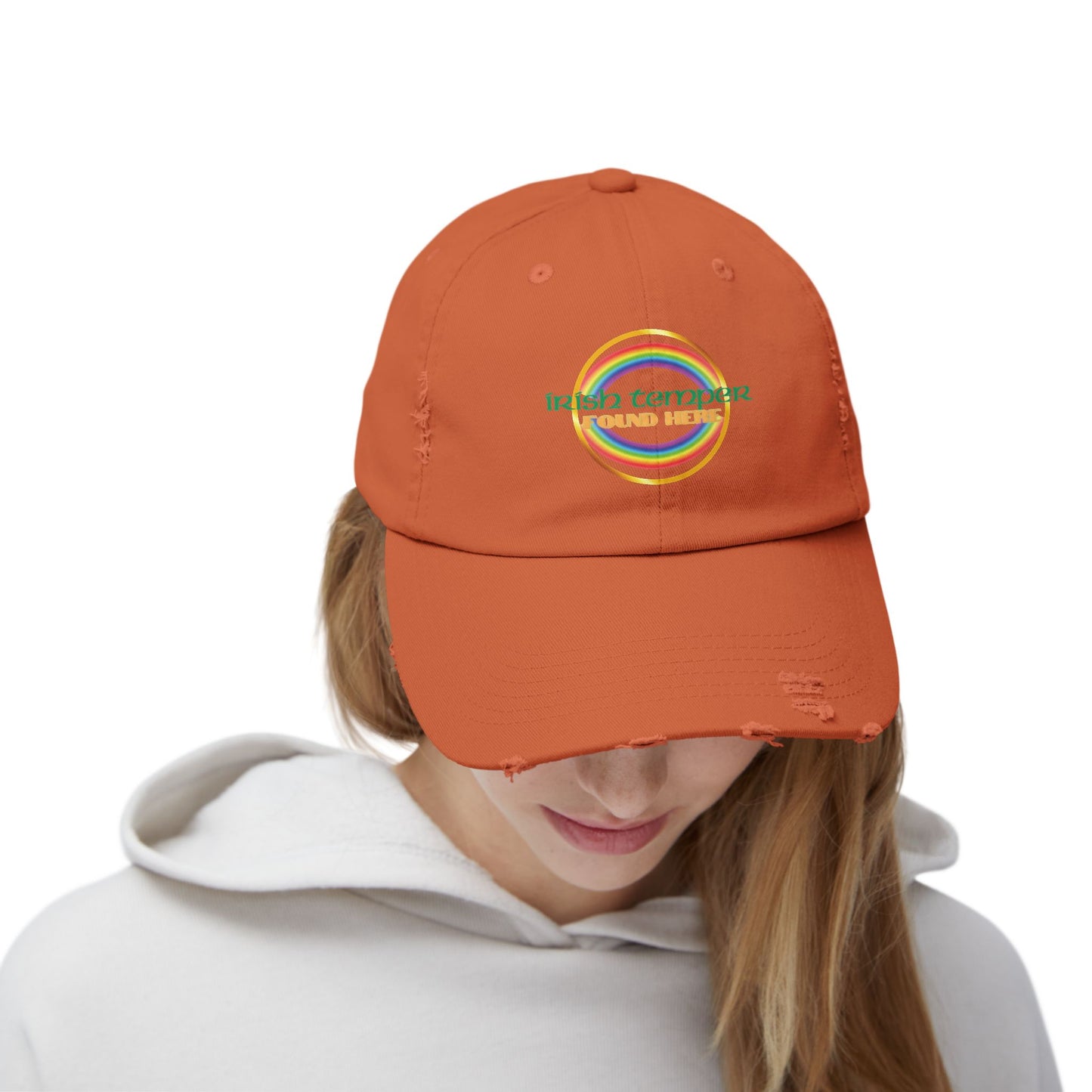 Irish Temper Found Here Funny Unisex Distressed Cap