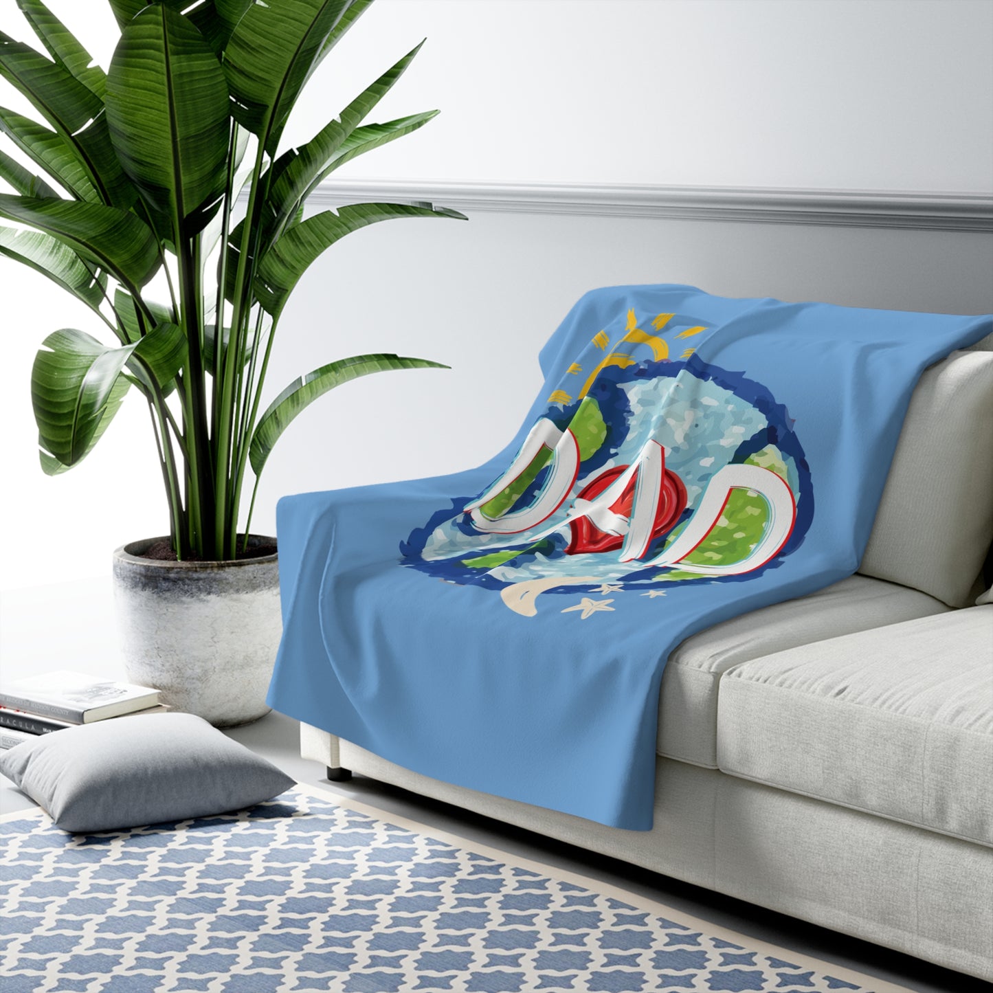 DAD Sherpa Fleece Blanket, Whole World, Sun, Moon & Stars, Heart, Love, Fathers Day, Gifts for Men, Comfy, Soft, Home, Throw, 50x60 60x80