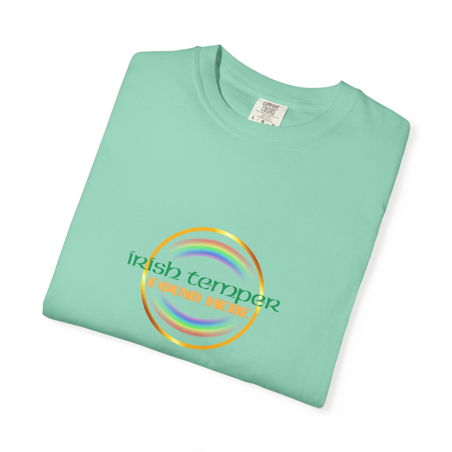 Irish Temper Found Here Unisex Garment-Dyed T-shirt, rainbow, fun, gender neutral, casual, relaxed, soft, preshrunk cotton, St Patricks Day