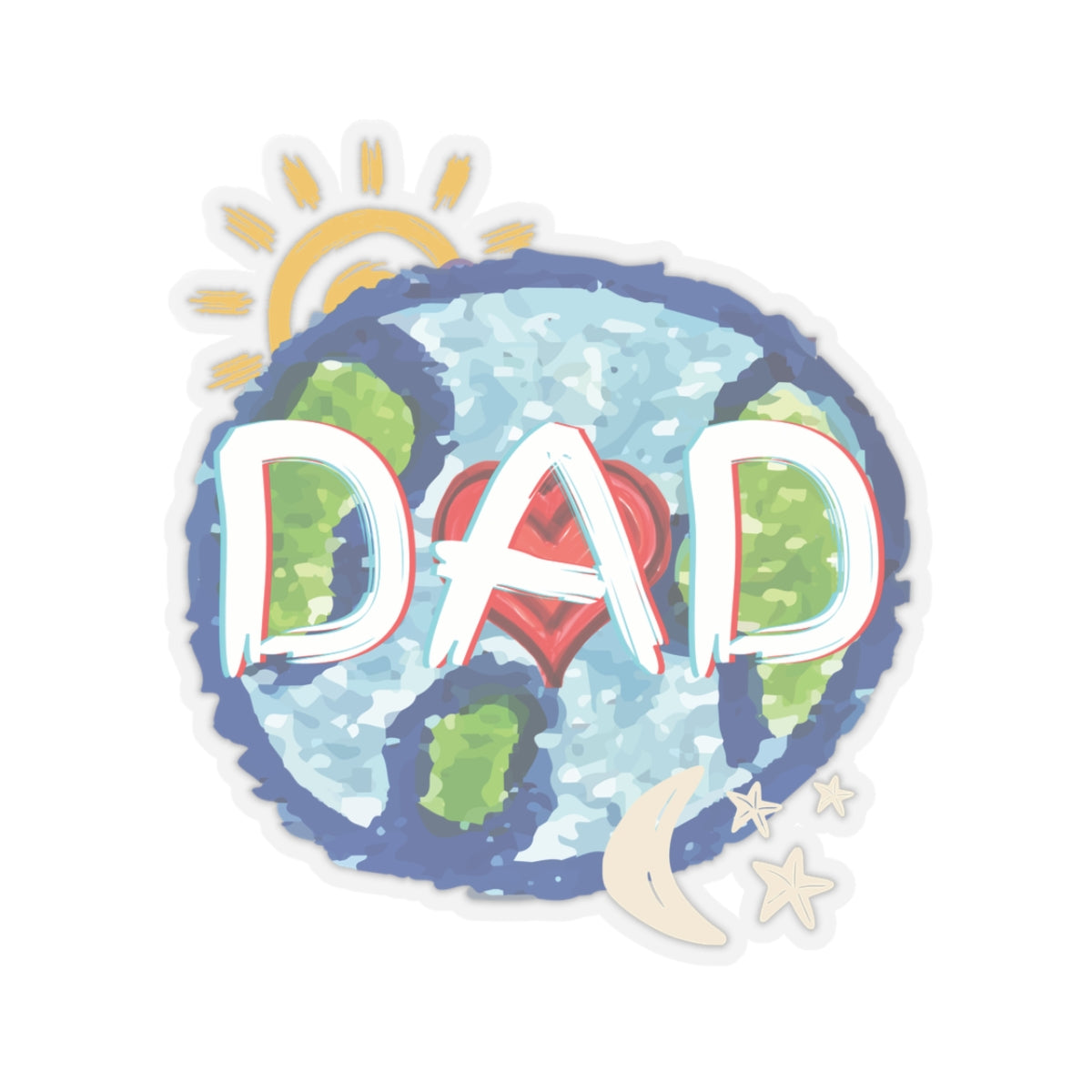 Dad Love Kiss-Cut Stickers, Father's Day Gift, Heart Sun Moon Stars Whole World Sticker, Scrapbooking Decal