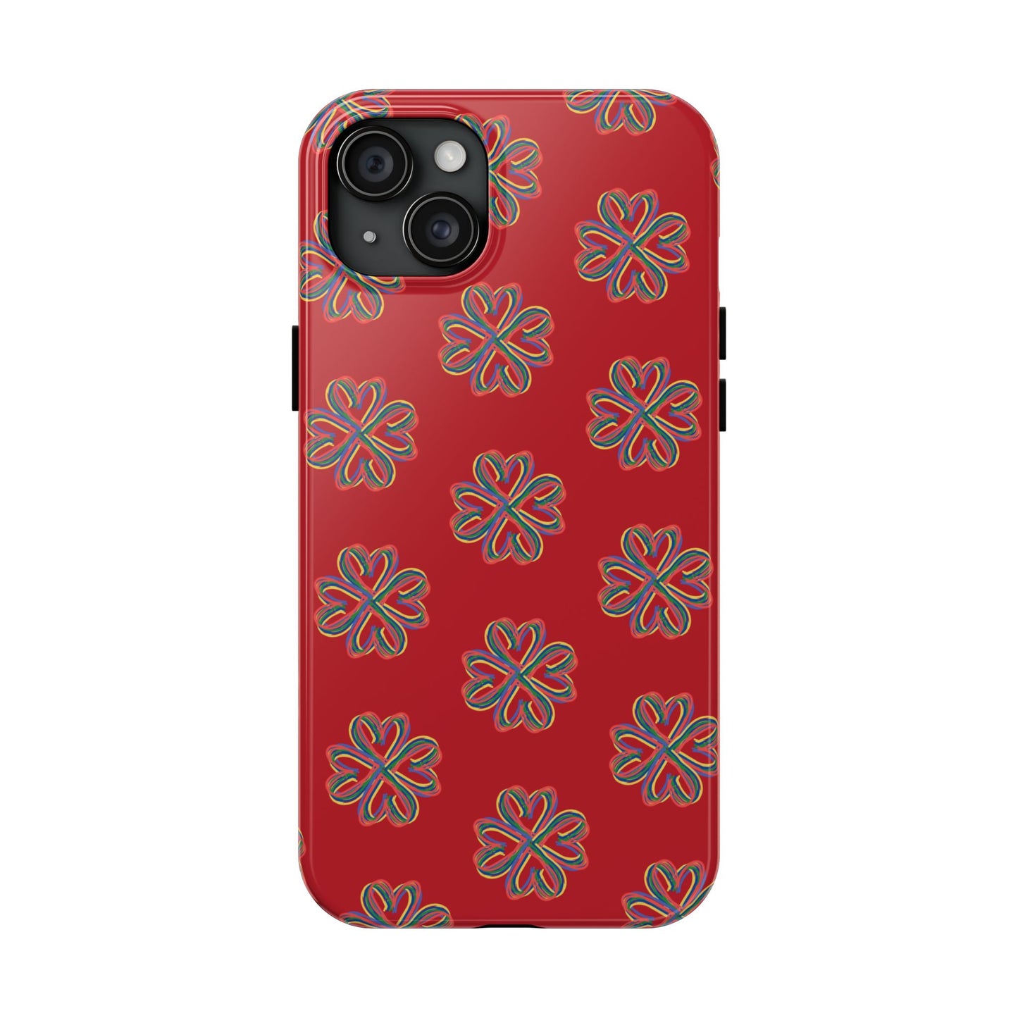Floral Tough Phone Case, Red Phone Cover, Protective Tech Accessory, Botanical Phone Shell, Gift for Gardeners, Colorful, Wireless Charging